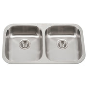 Houzer ADA Compliant 32 inch Stainless Steel Undermount 5-1/2 inch Deep Double Bowl Kitchen Sink - AU3218-55-1