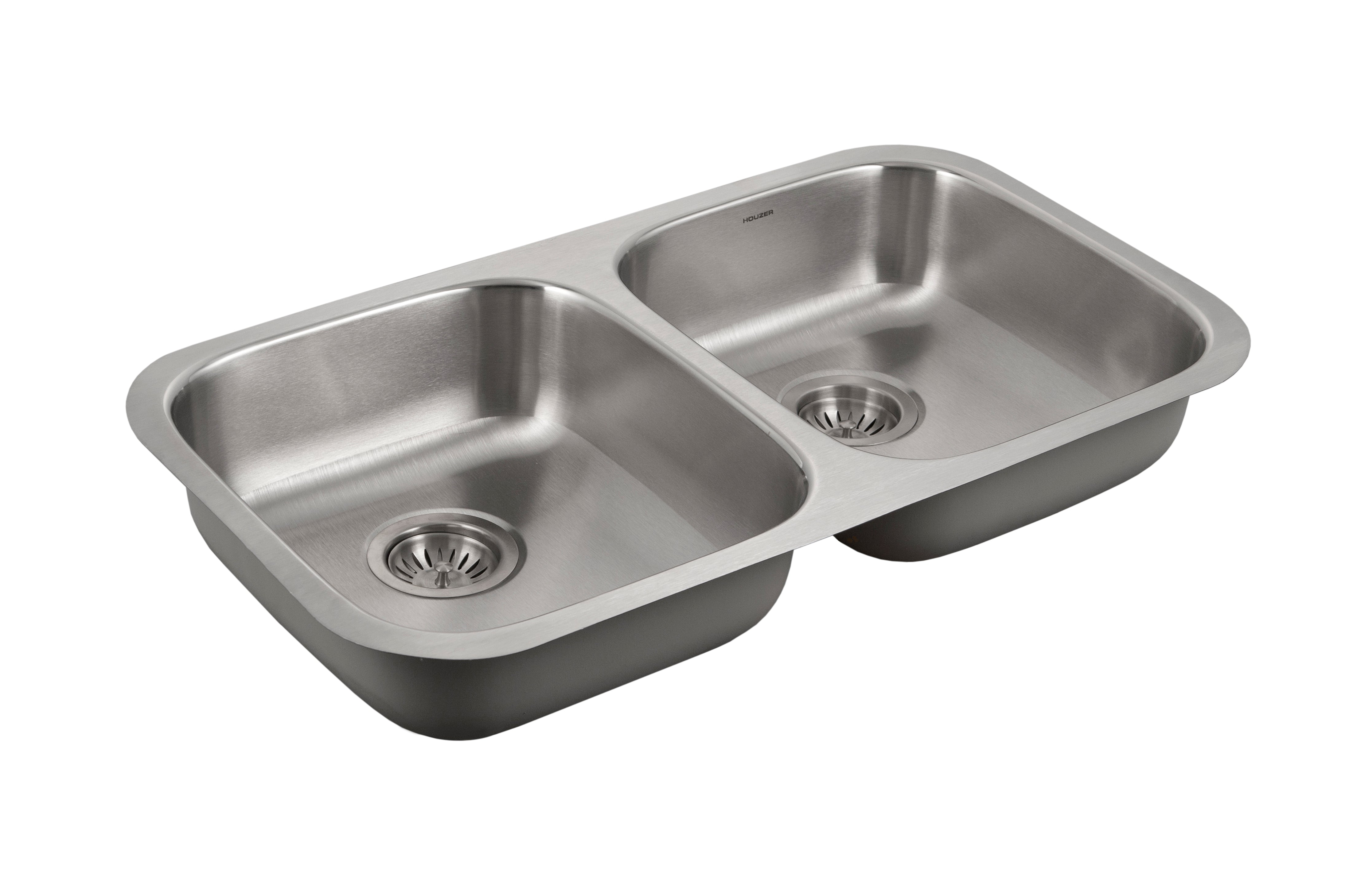 Houzer ADA Compliant 32 inch Stainless Steel Undermount 5-1/2 inch Deep Double Bowl Kitchen Sink - AU3218-55-1
