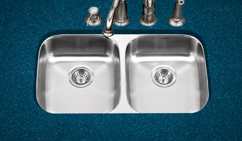 Houzer ADA Compliant 32 inch Stainless Steel Undermount 5-1/2 inch Deep Double Bowl Kitchen Sink - AU3218-55-1