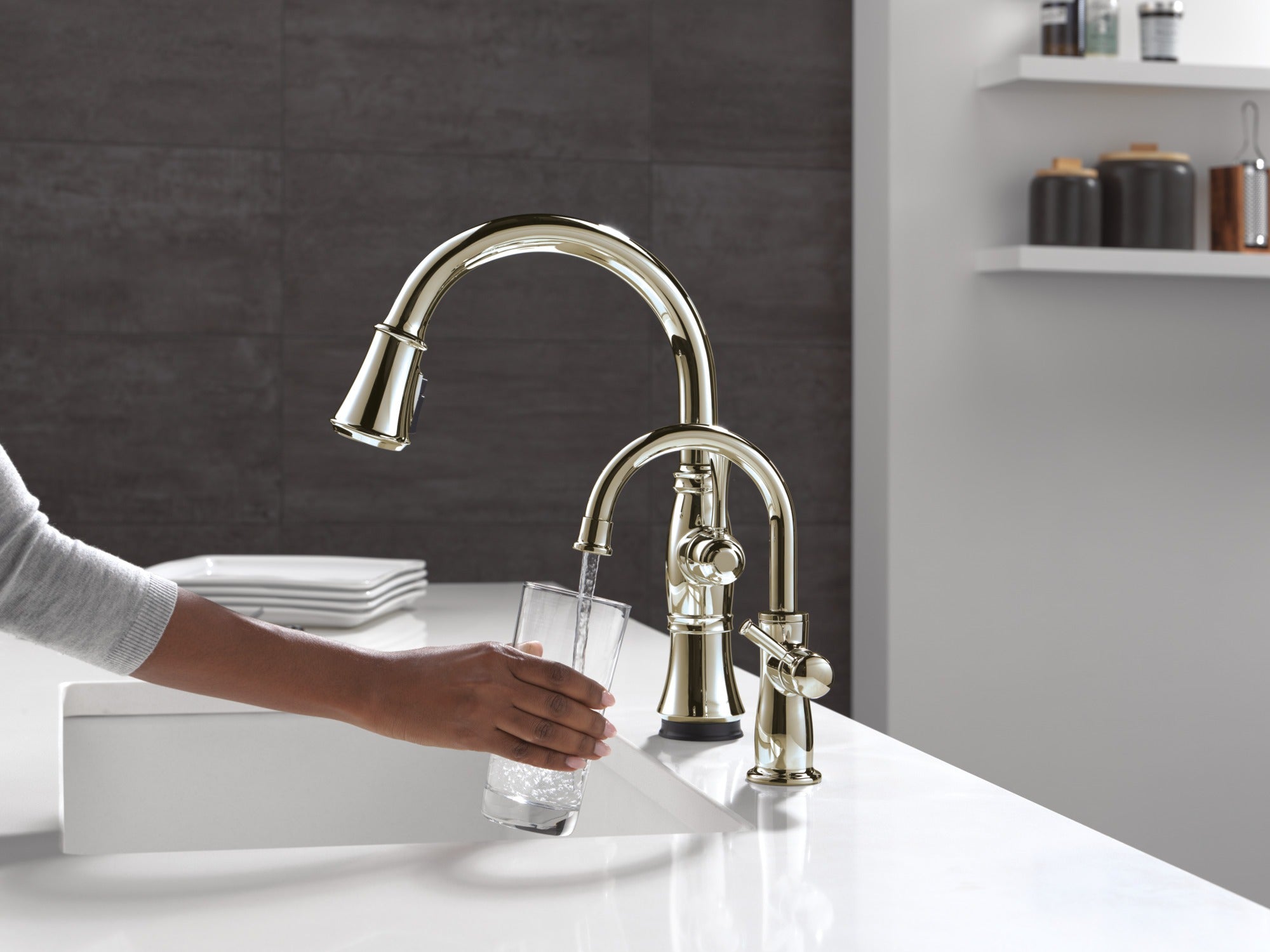 Delta Cassidy® Touch<sub>2</sub>O® Technology Kitchen Faucet with Touchless Technology