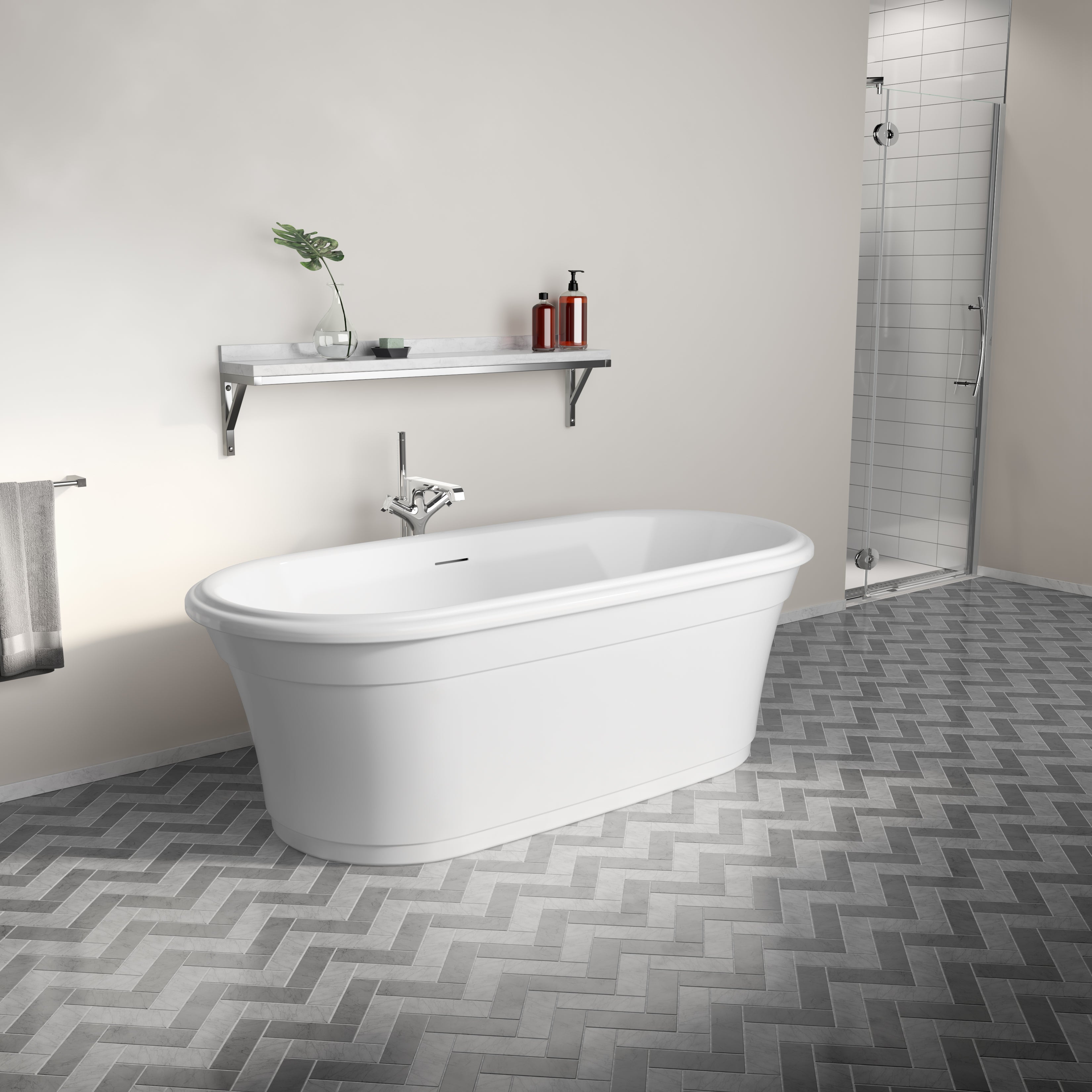 Madrigal Petite Freestanding Soaking Bathtub – Modern 59" Acrylic Tub BZMA5931-18