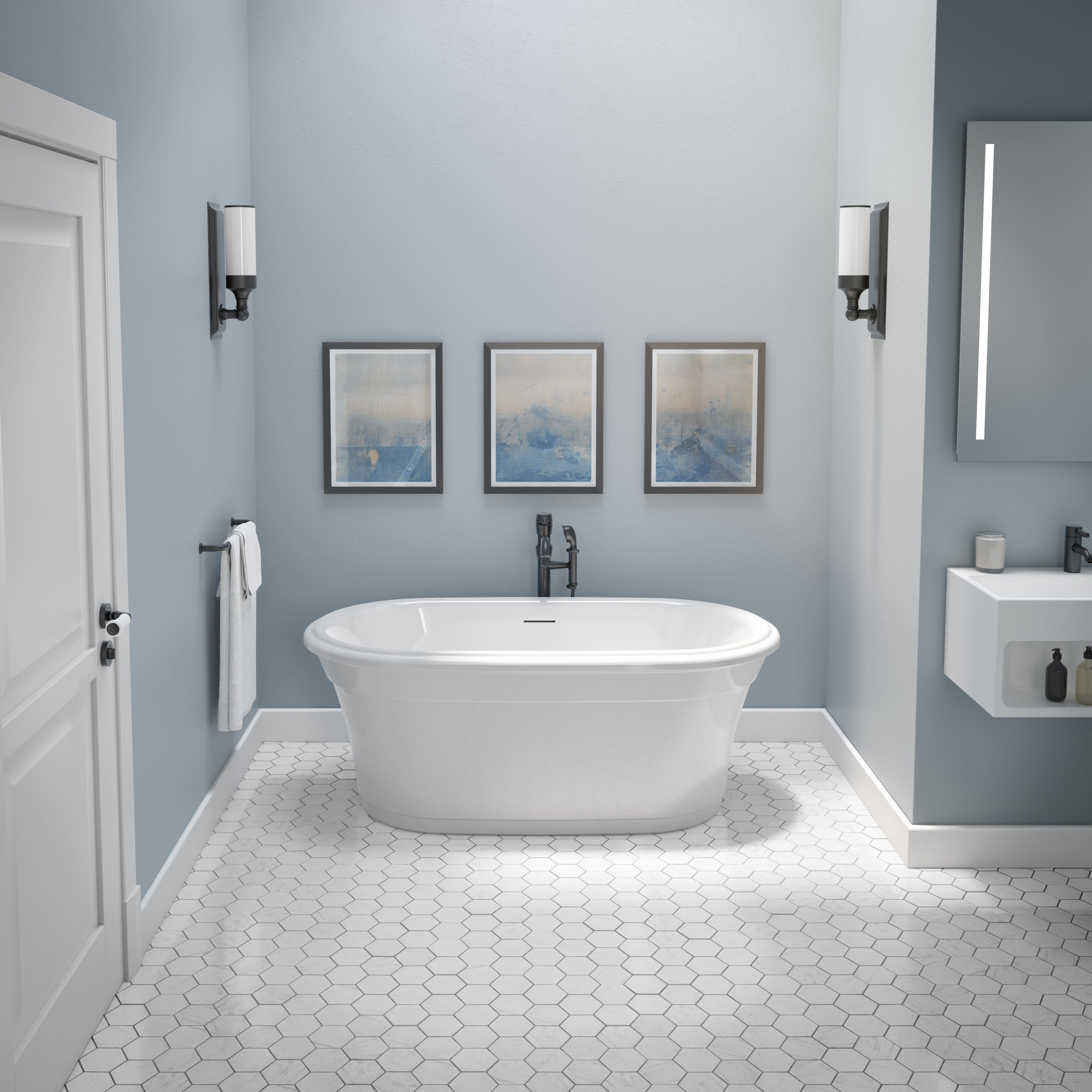 Madrigal Petite Freestanding Soaking Bathtub – Modern 59" Acrylic Tub BZMA5931-18