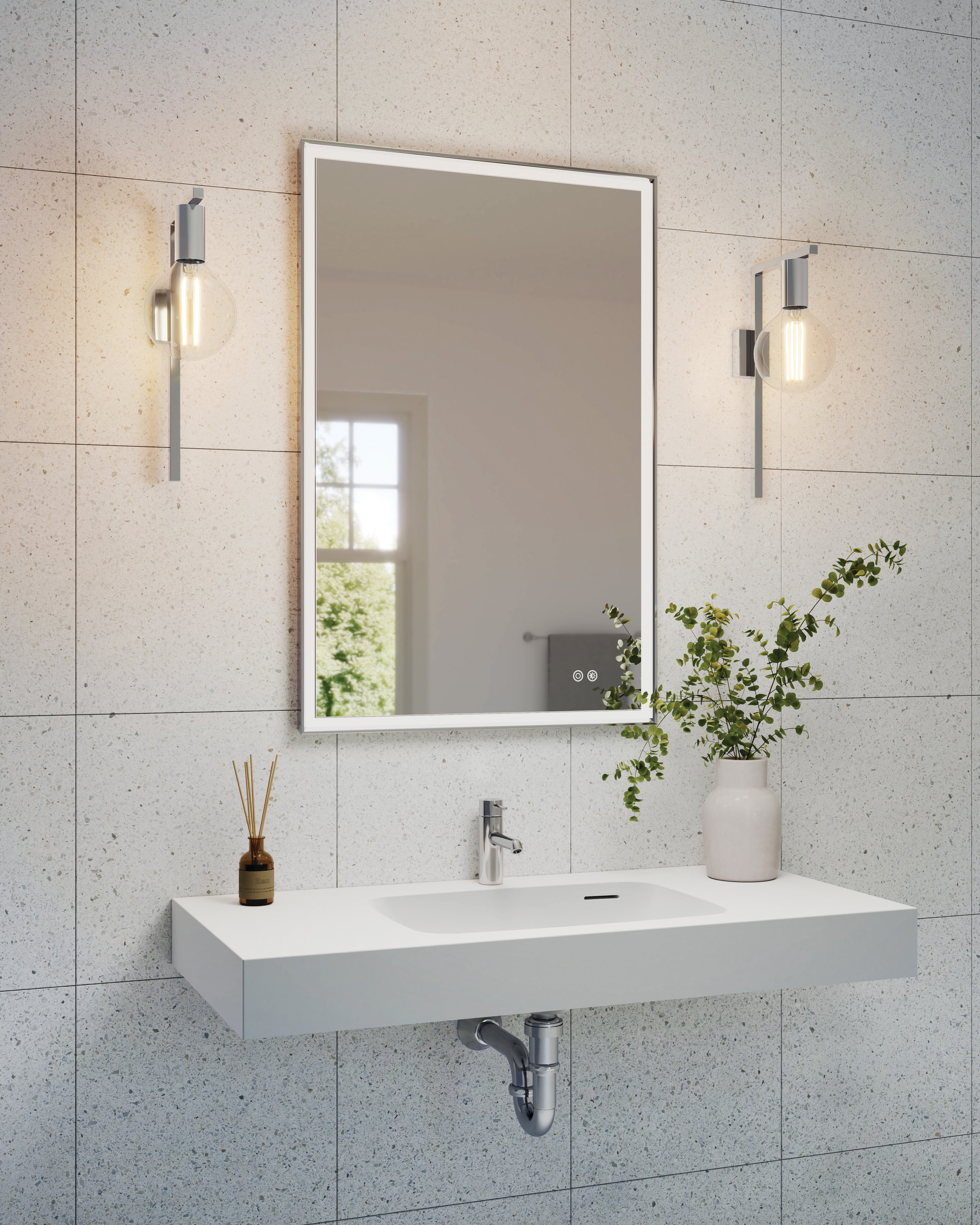 Fleurco Artus Framed LED Bathroom Mirrors with Defogger – Multiple Sizes & Finishes