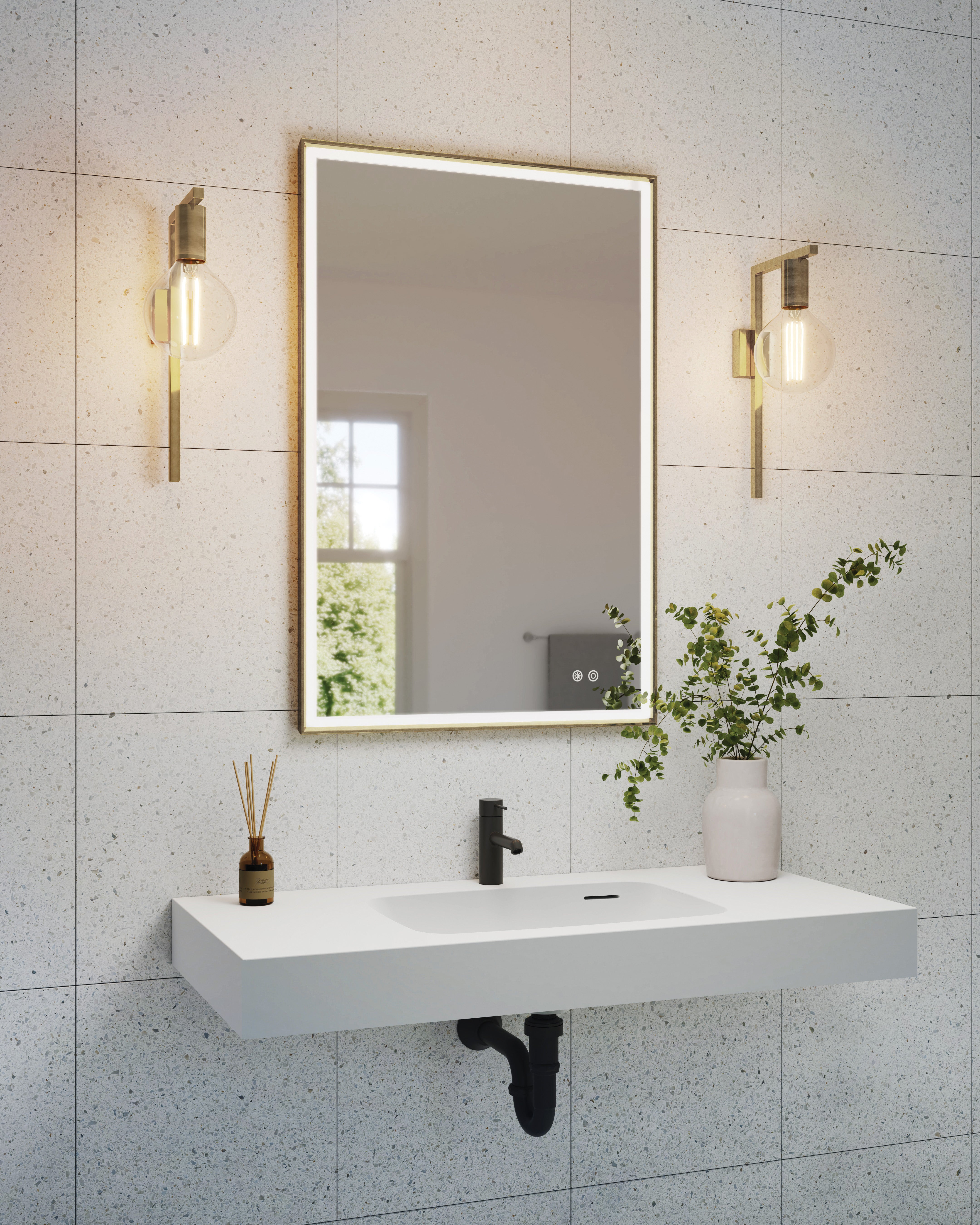 Fleurco Artus Framed LED Bathroom Mirrors with Defogger – Multiple Sizes & Finishes