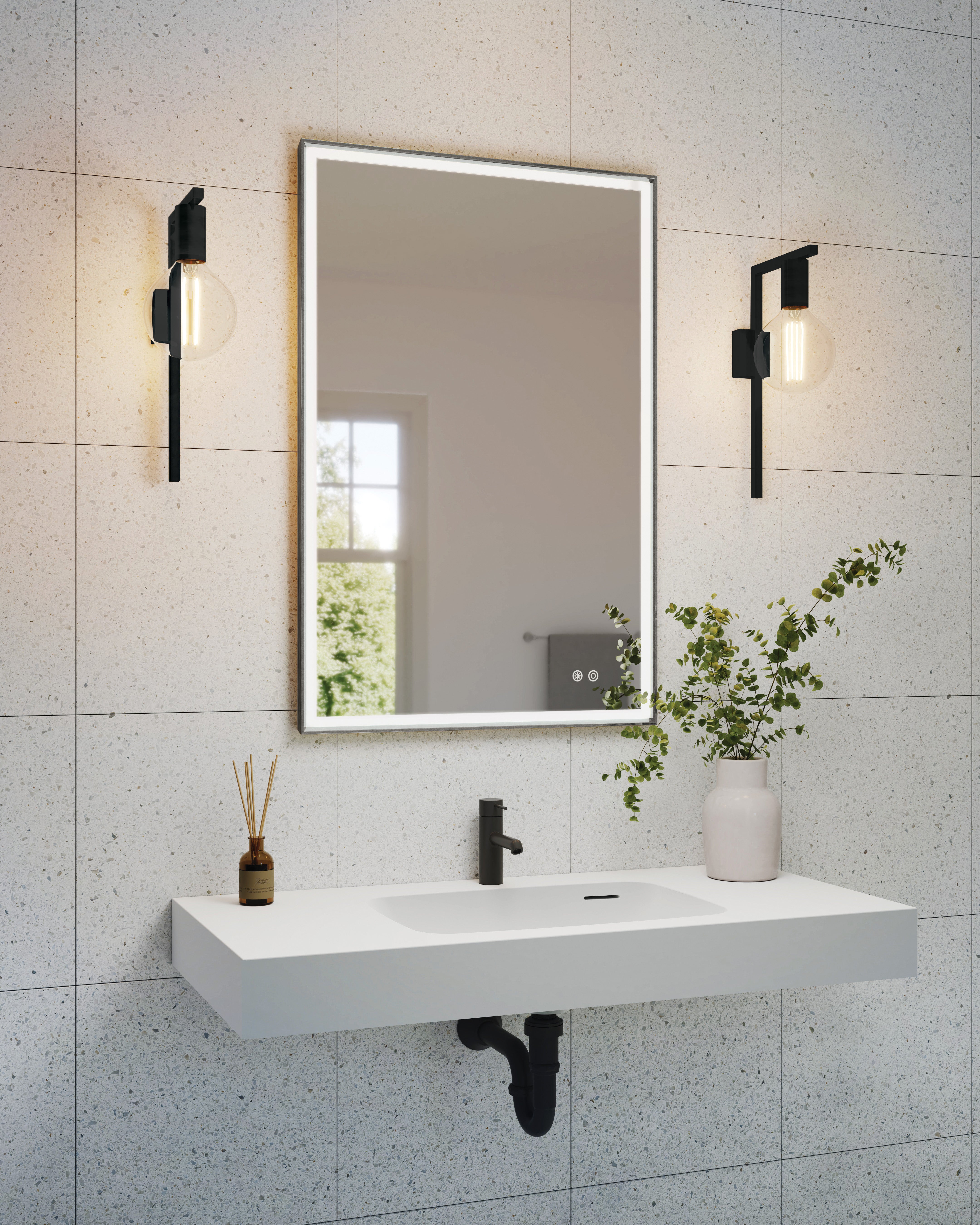 Fleurco Artus Framed LED Bathroom Mirrors with Defogger – Multiple Sizes & Finishes