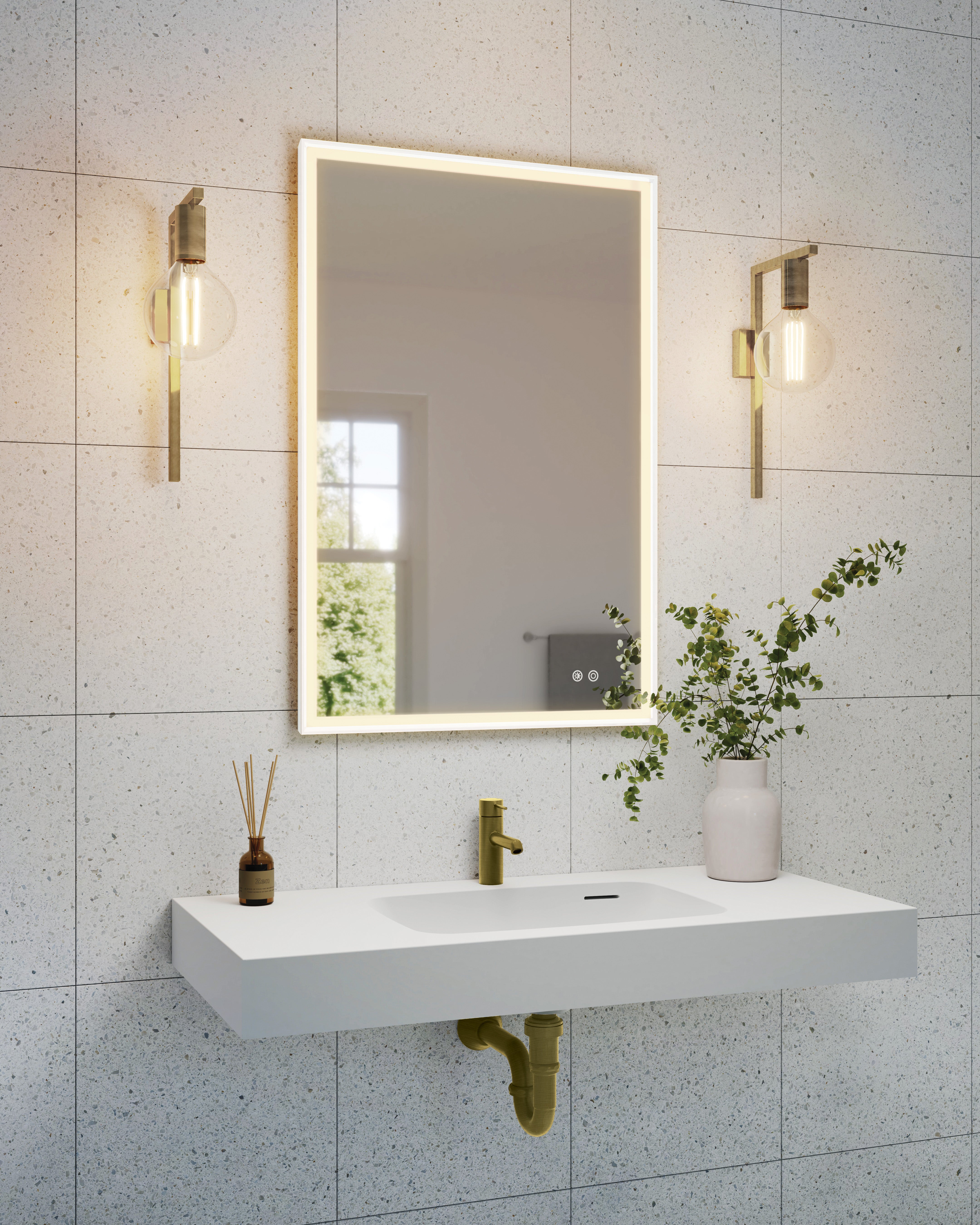 Fleurco Artus Framed LED Bathroom Mirrors with Defogger – Multiple Sizes & Finishes