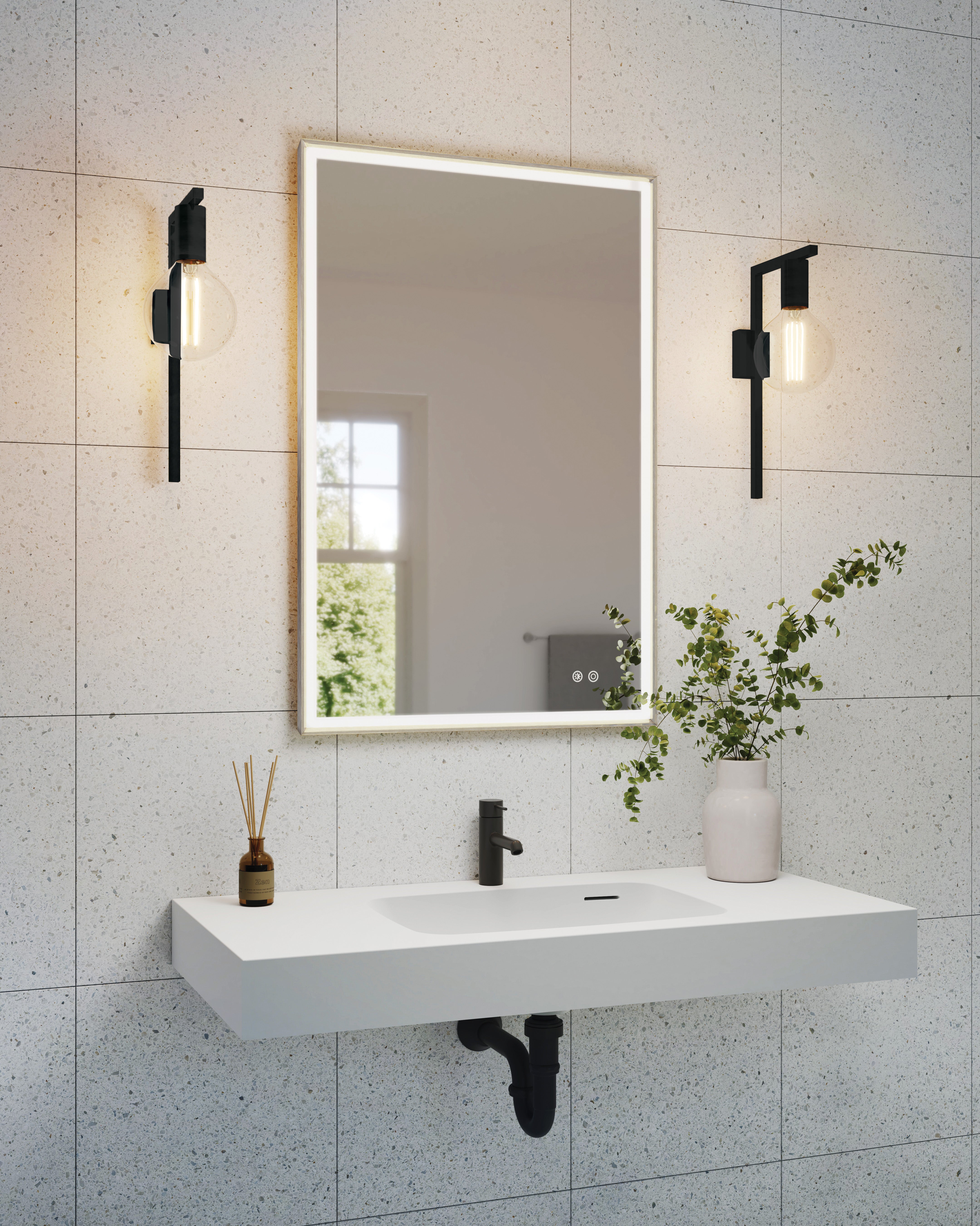Fleurco Artus Framed LED Bathroom Mirrors with Defogger – Multiple Sizes & Finishes