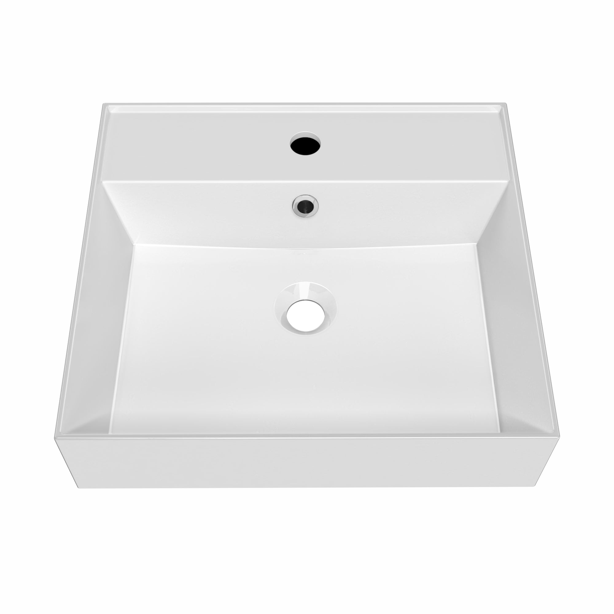 20" Rectangular Wall Mount Basin with Faucet Drilling and Overflow