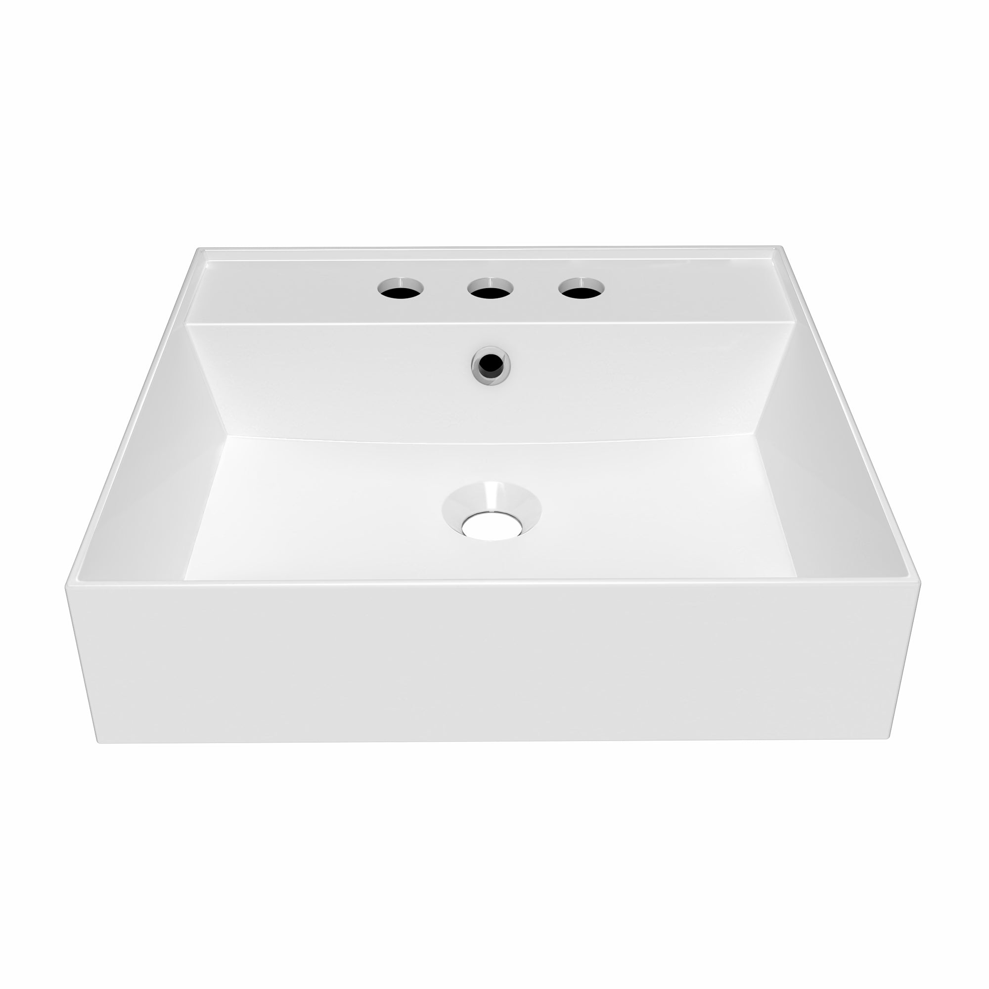 20" Rectangular Wall Mount Basin with Faucet Drilling and Overflow