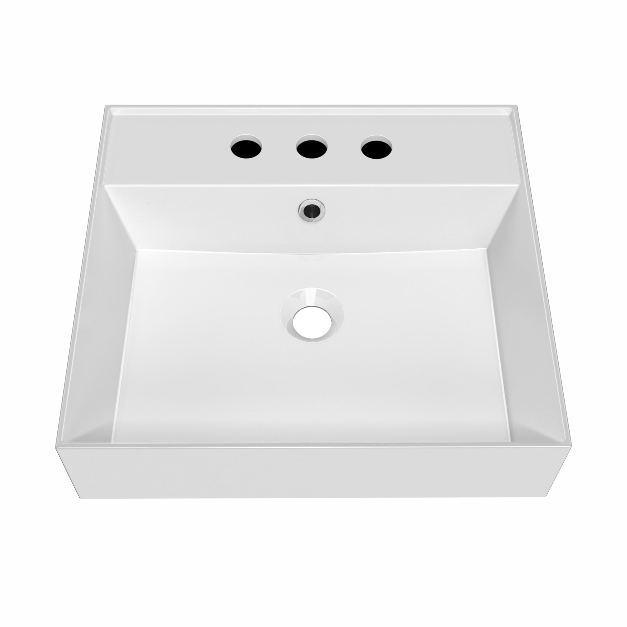 20" Rectangular Wall Mount Basin with Faucet Drilling and Overflow