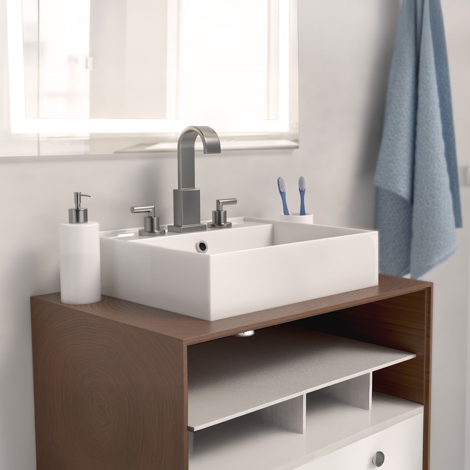 20" Rectangular Wall Mount Basin with Faucet Drilling and Overflow