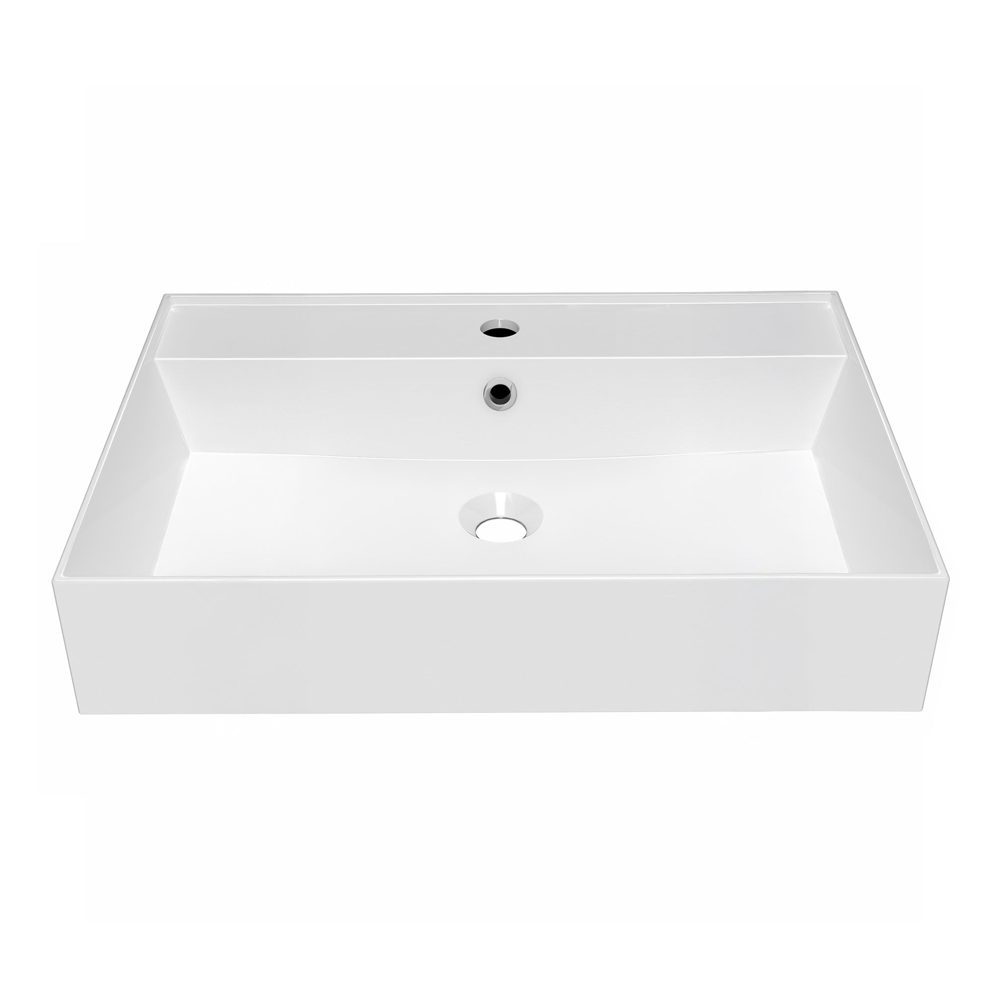 24" Rectangular Wall Mount Basin with Faucet Drilling and Overflow
