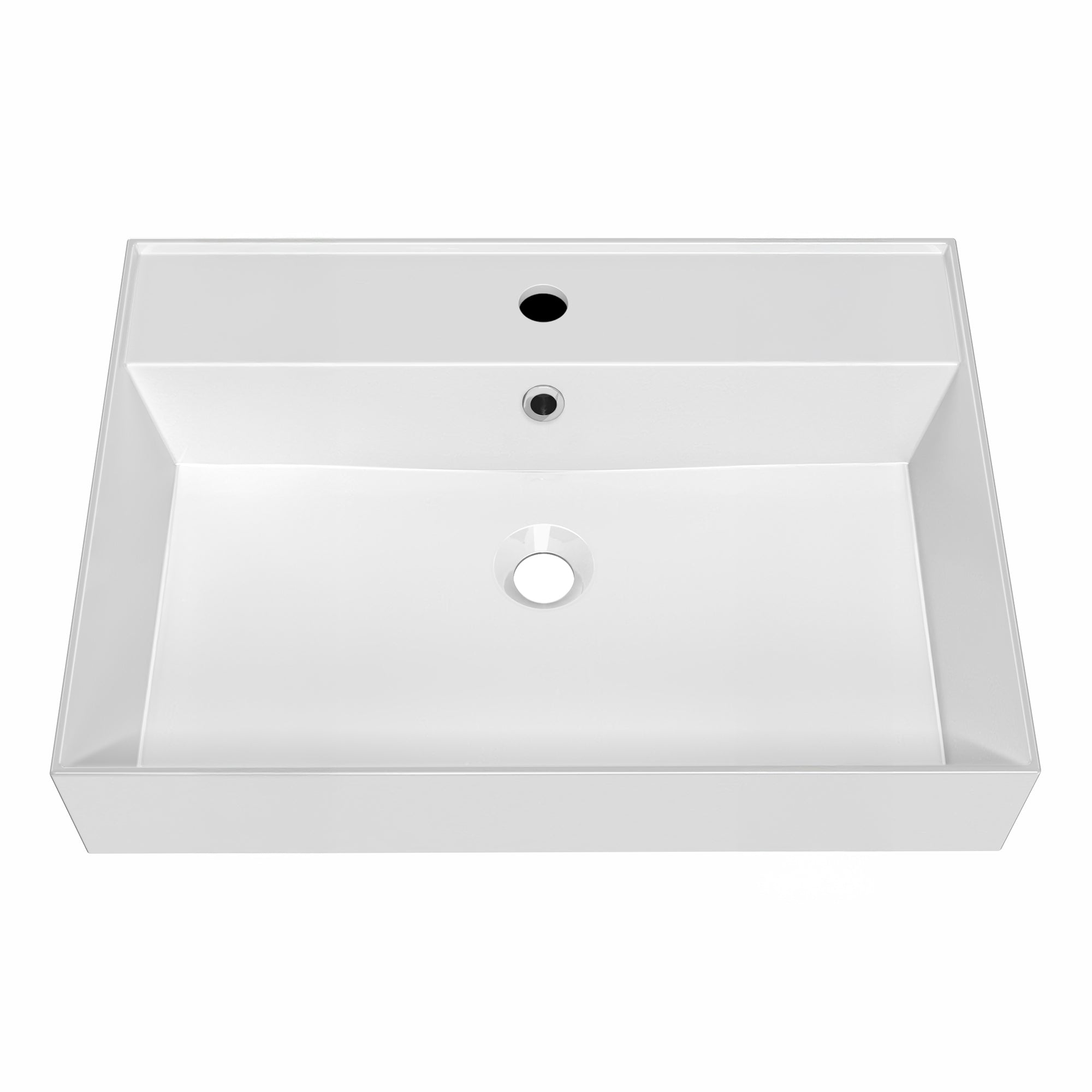 24" Rectangular Wall Mount Basin with Faucet Drilling and Overflow