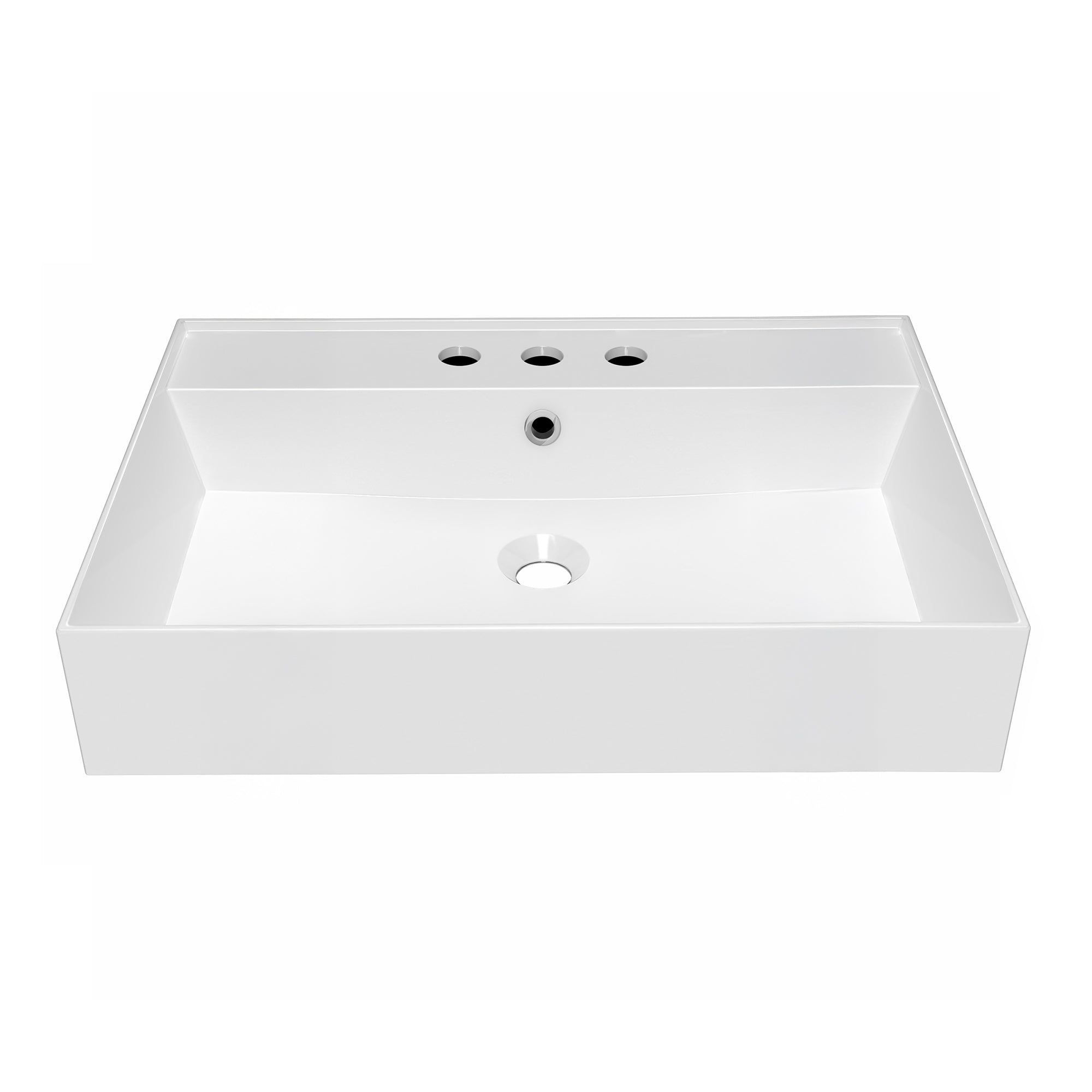 24" Rectangular Wall Mount Basin with Faucet Drilling and Overflow