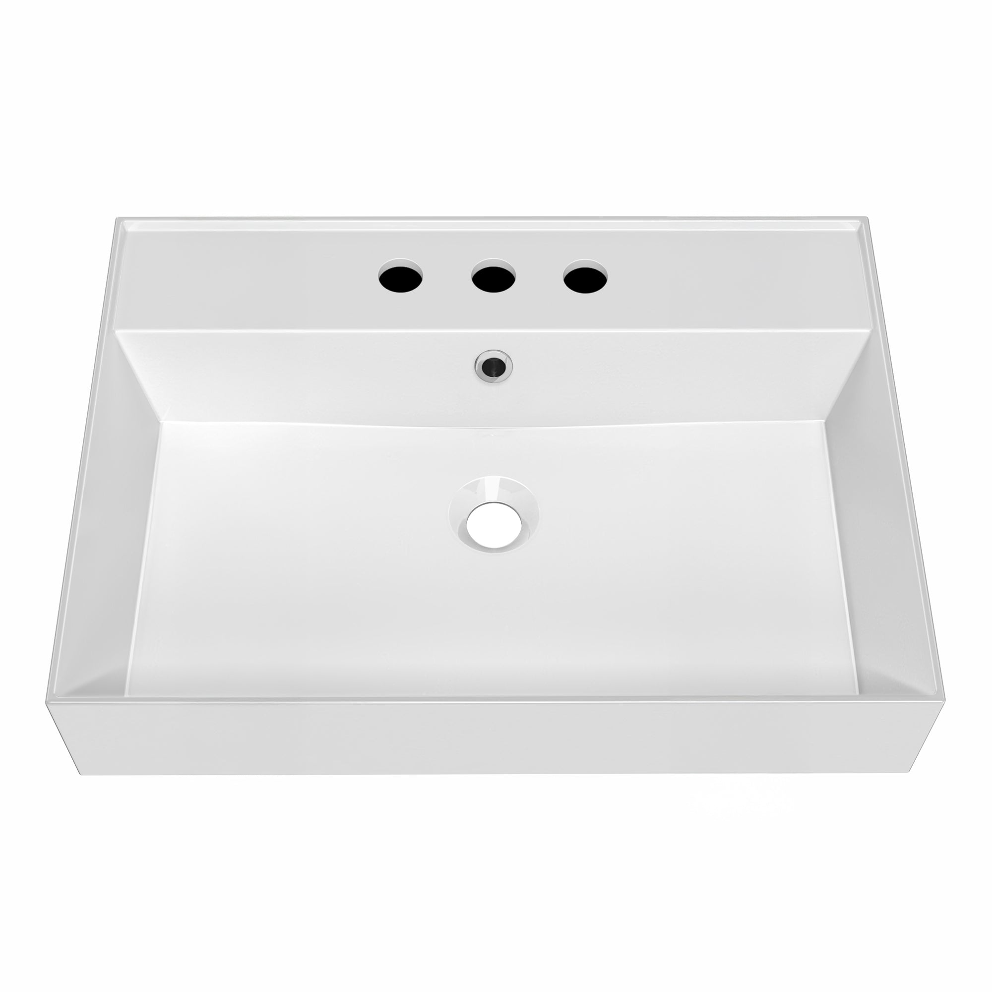 24" Rectangular Wall Mount Basin with Faucet Drilling and Overflow