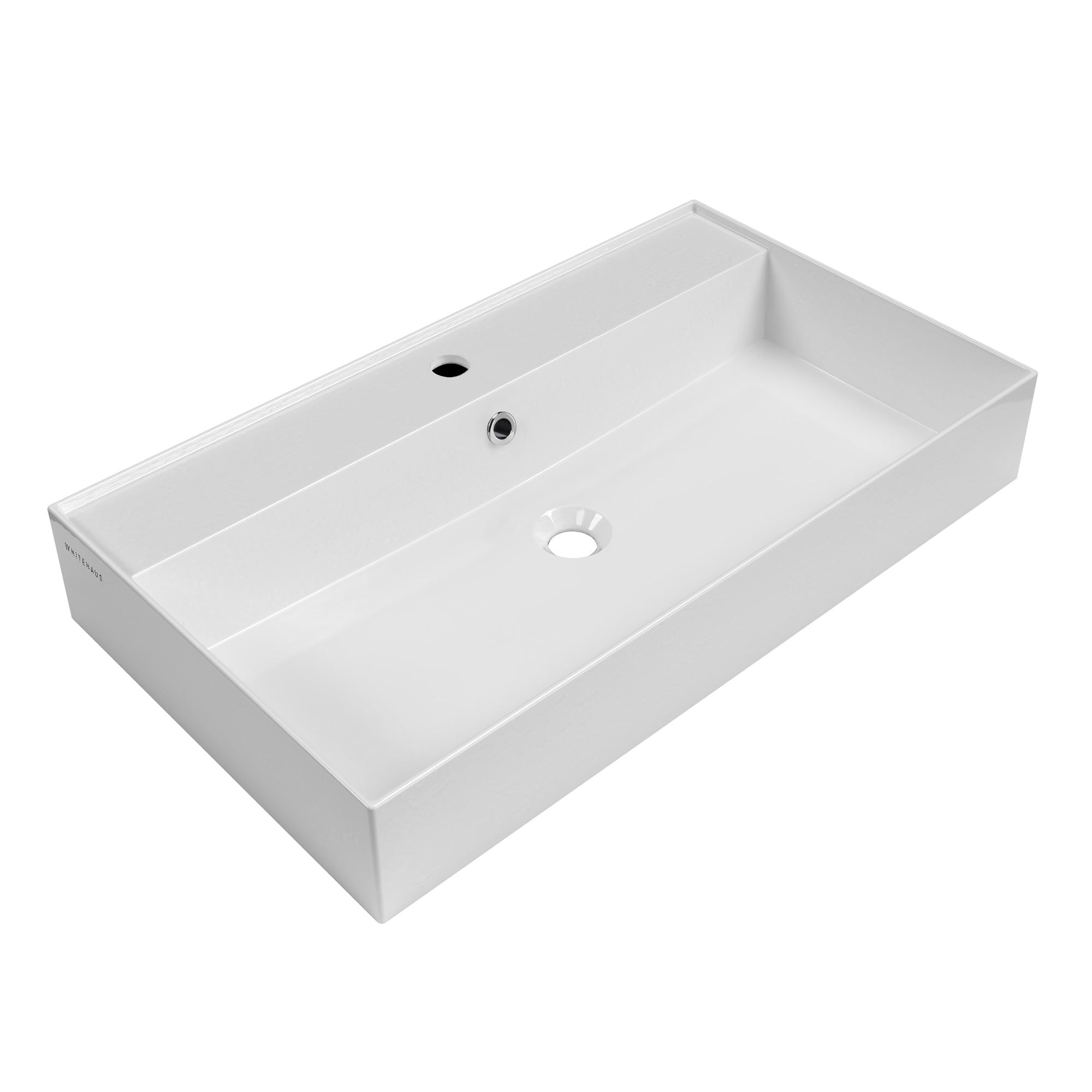 32" Rectangular Wall Mount Basin with Faucet Drilling and Overflow