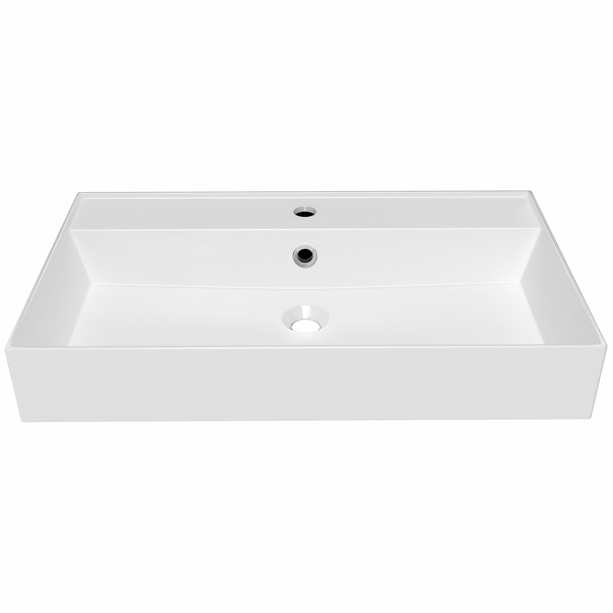 32" Rectangular Wall Mount Basin with Faucet Drilling and Overflow