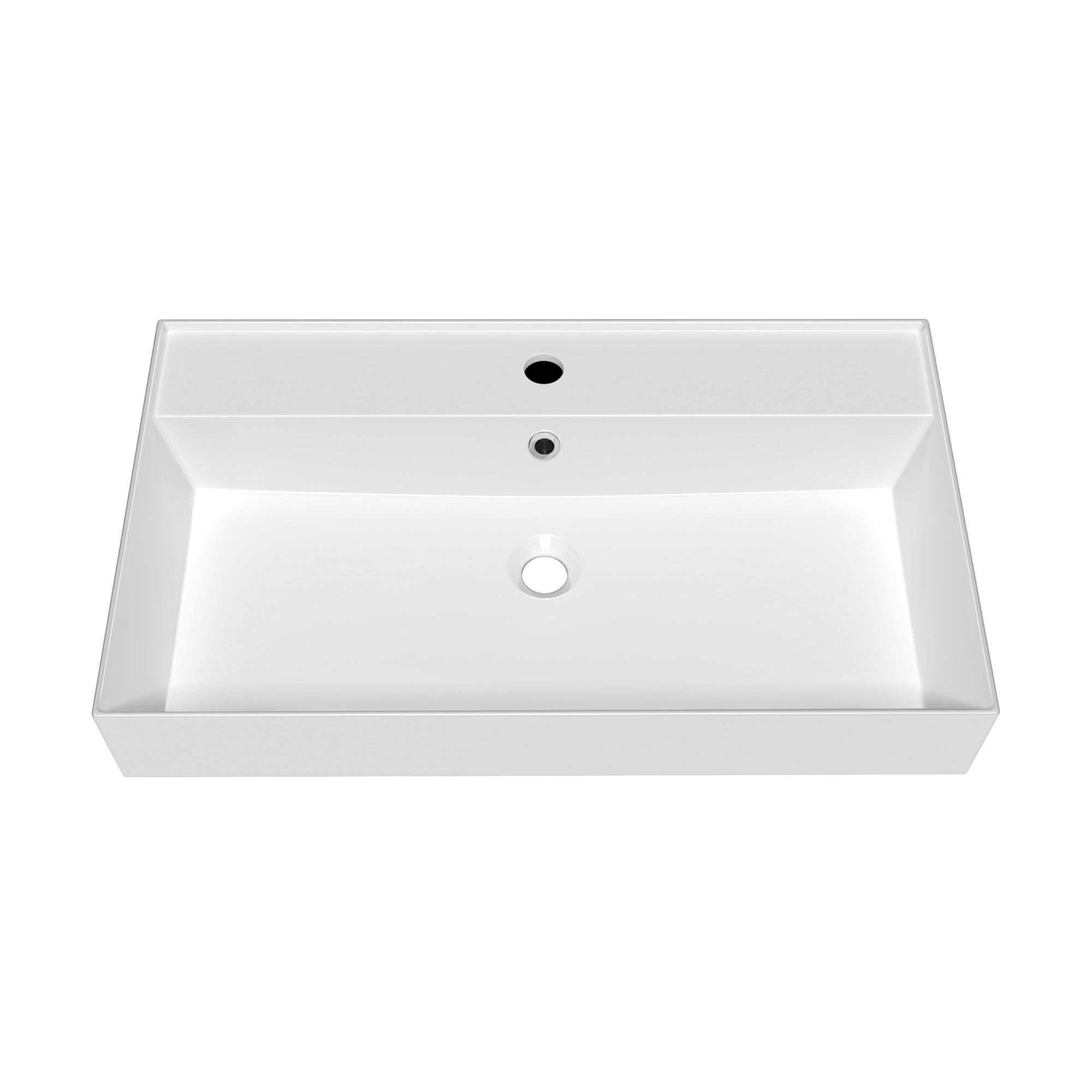 32" Rectangular Wall Mount Basin with Faucet Drilling and Overflow