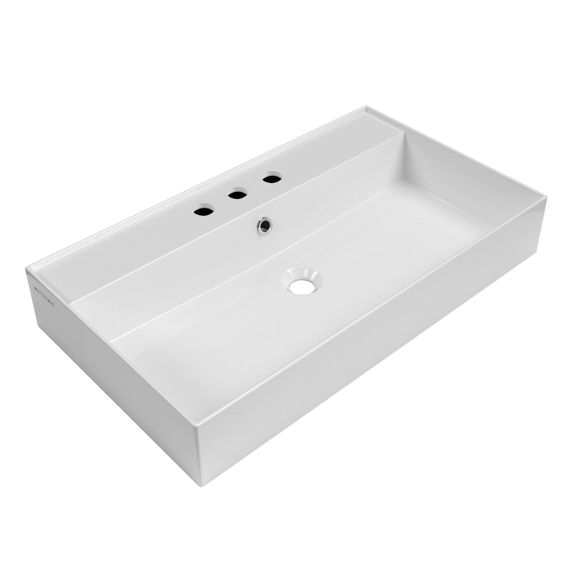 32" Rectangular Wall Mount Basin with Faucet Drilling and Overflow