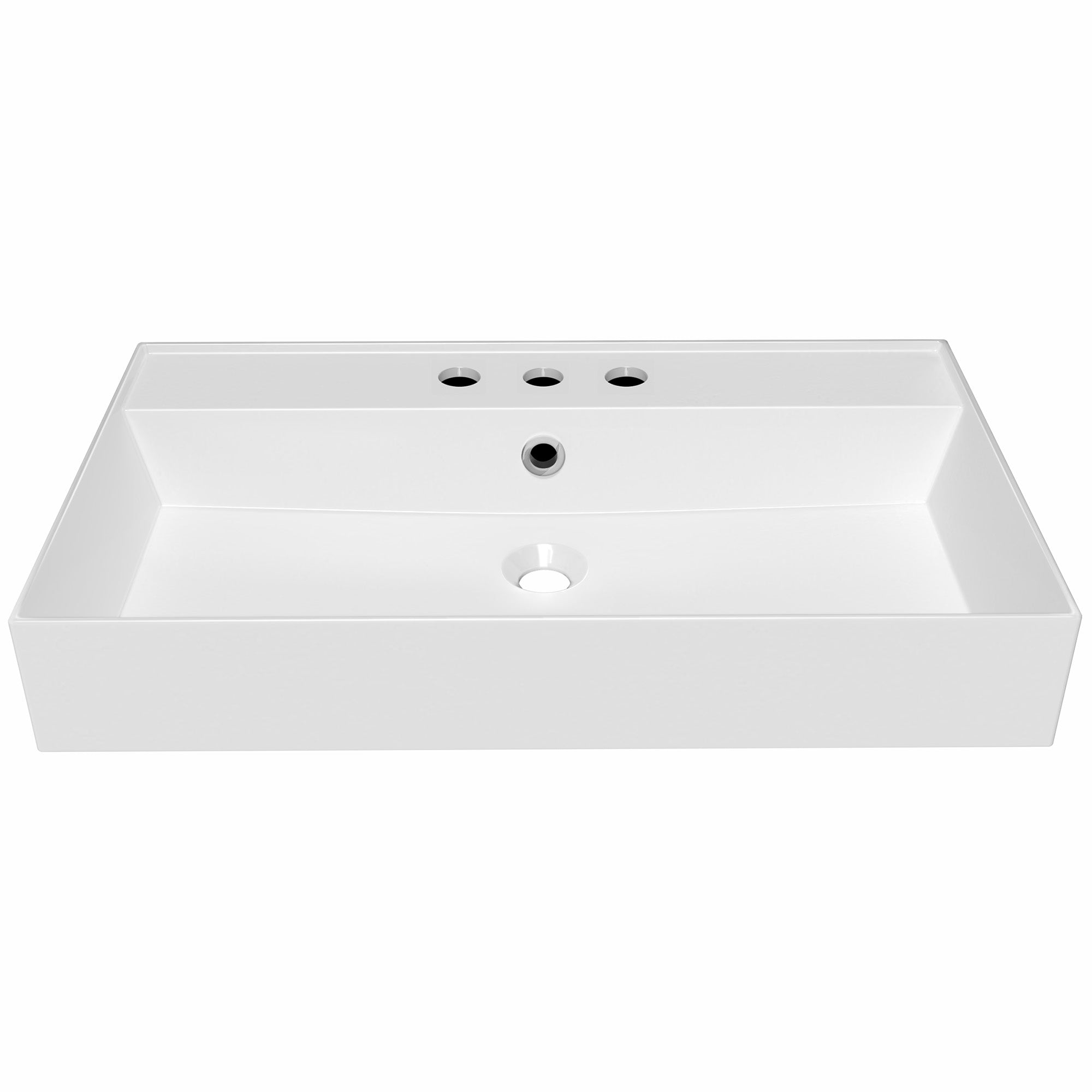 32" Rectangular Wall Mount Basin with Faucet Drilling and Overflow