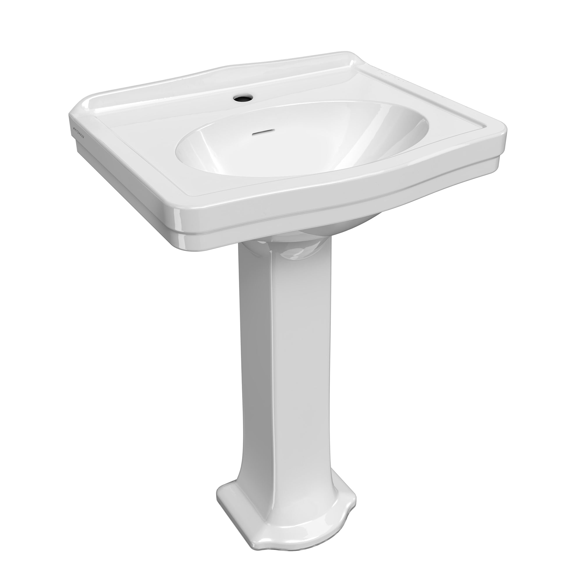 23" Traditional Pedestal Sink with an Integrated Oval Bowl, Faucet Drilling, Low-Rise Backsplash and Overflow