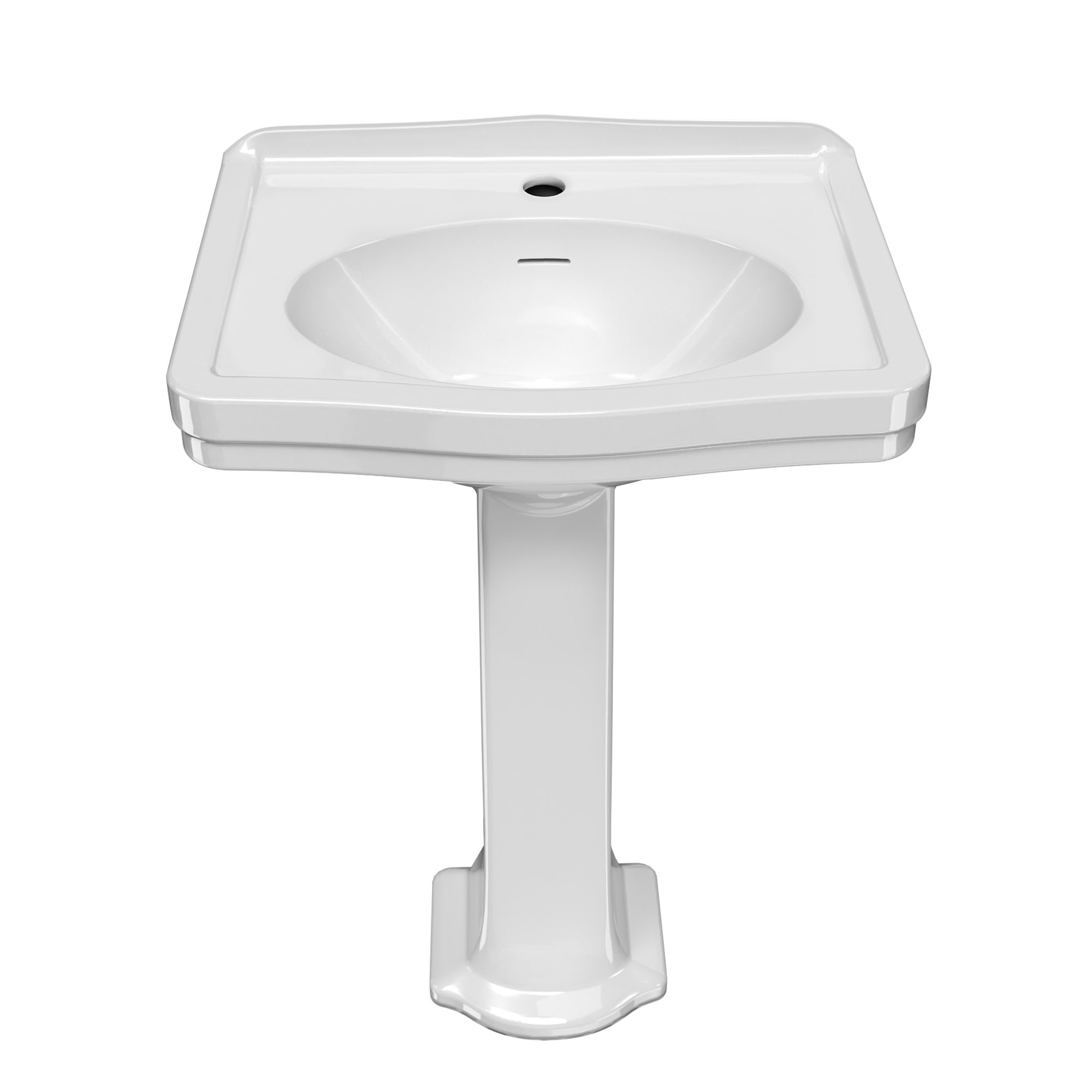 23" Traditional Pedestal Sink with an Integrated Oval Bowl, Faucet Drilling, Low-Rise Backsplash and Overflow