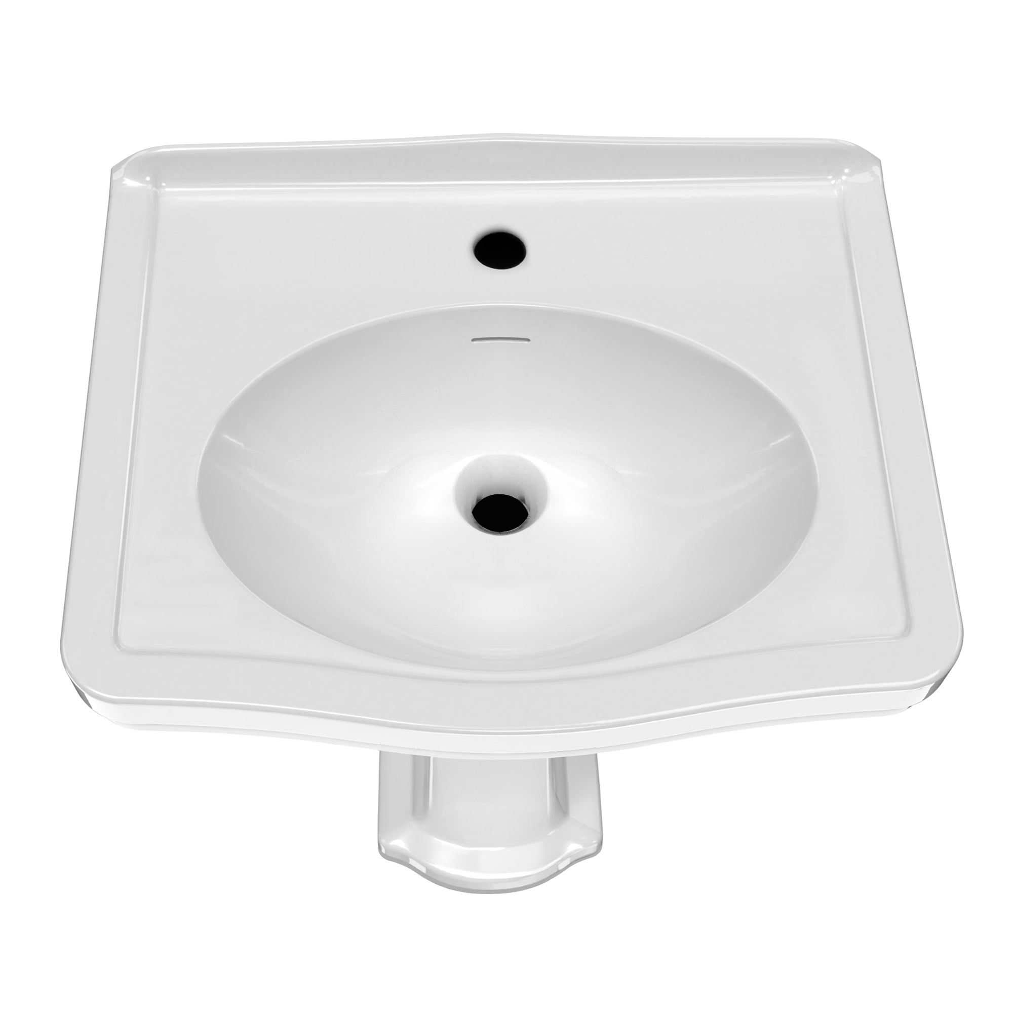 23" Traditional Pedestal Sink with an Integrated Oval Bowl, Faucet Drilling, Low-Rise Backsplash and Overflow
