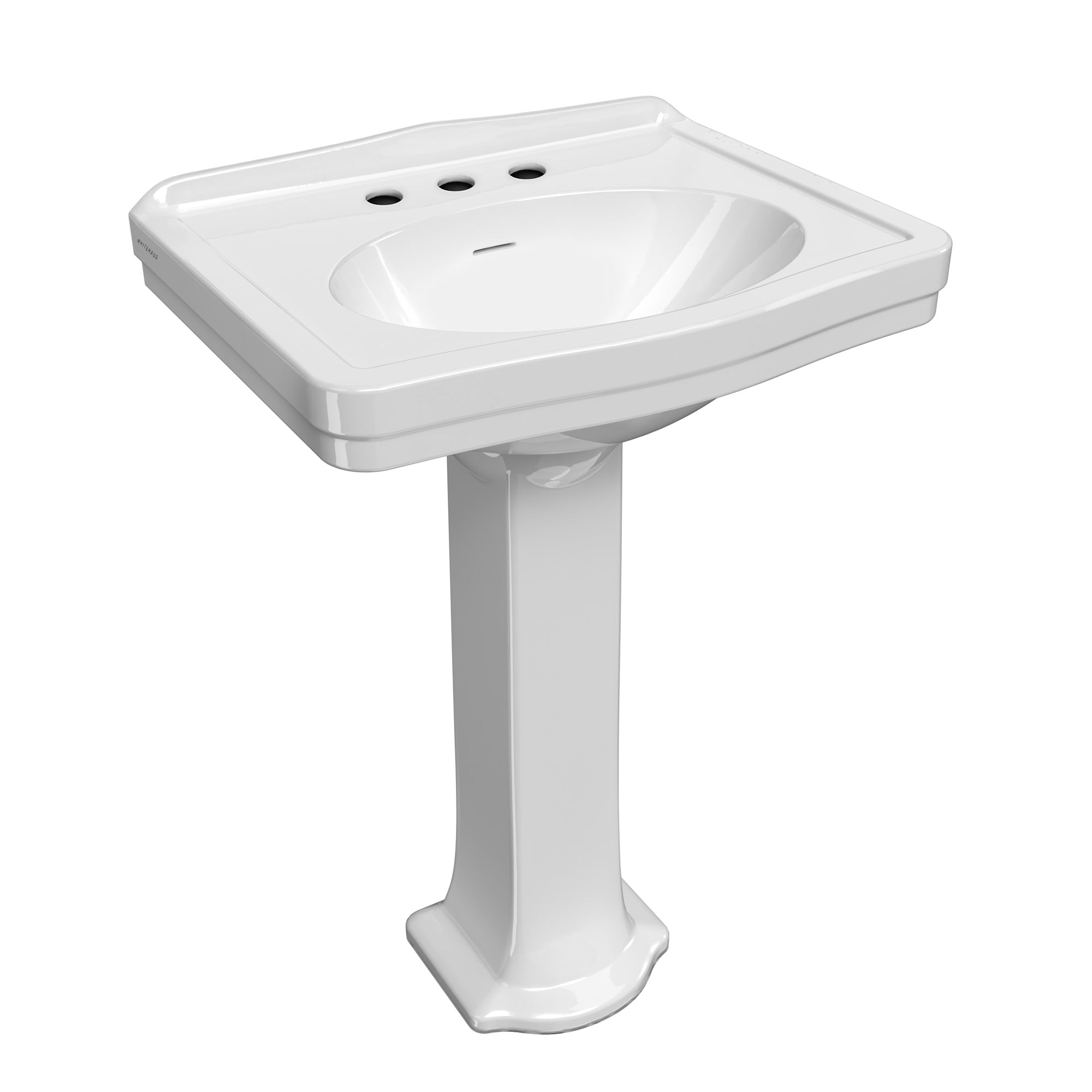 23" Traditional Pedestal Sink with an Integrated Oval Bowl, Faucet Drilling, Low-Rise Backsplash and Overflow
