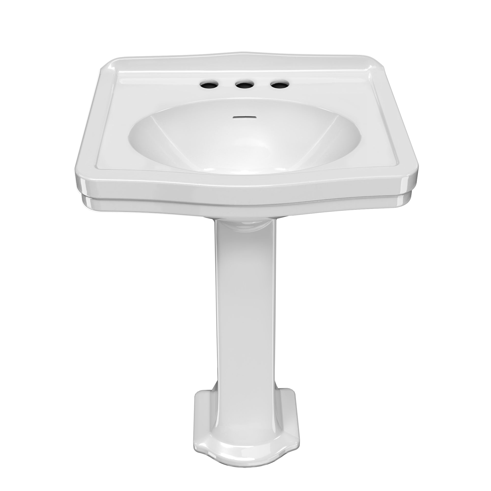 23" Traditional Pedestal Sink with an Integrated Oval Bowl, Faucet Drilling, Low-Rise Backsplash and Overflow