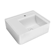 22" Rectangular Wall Mount Basin with Faucet Drilling and Rear Center Drain Location