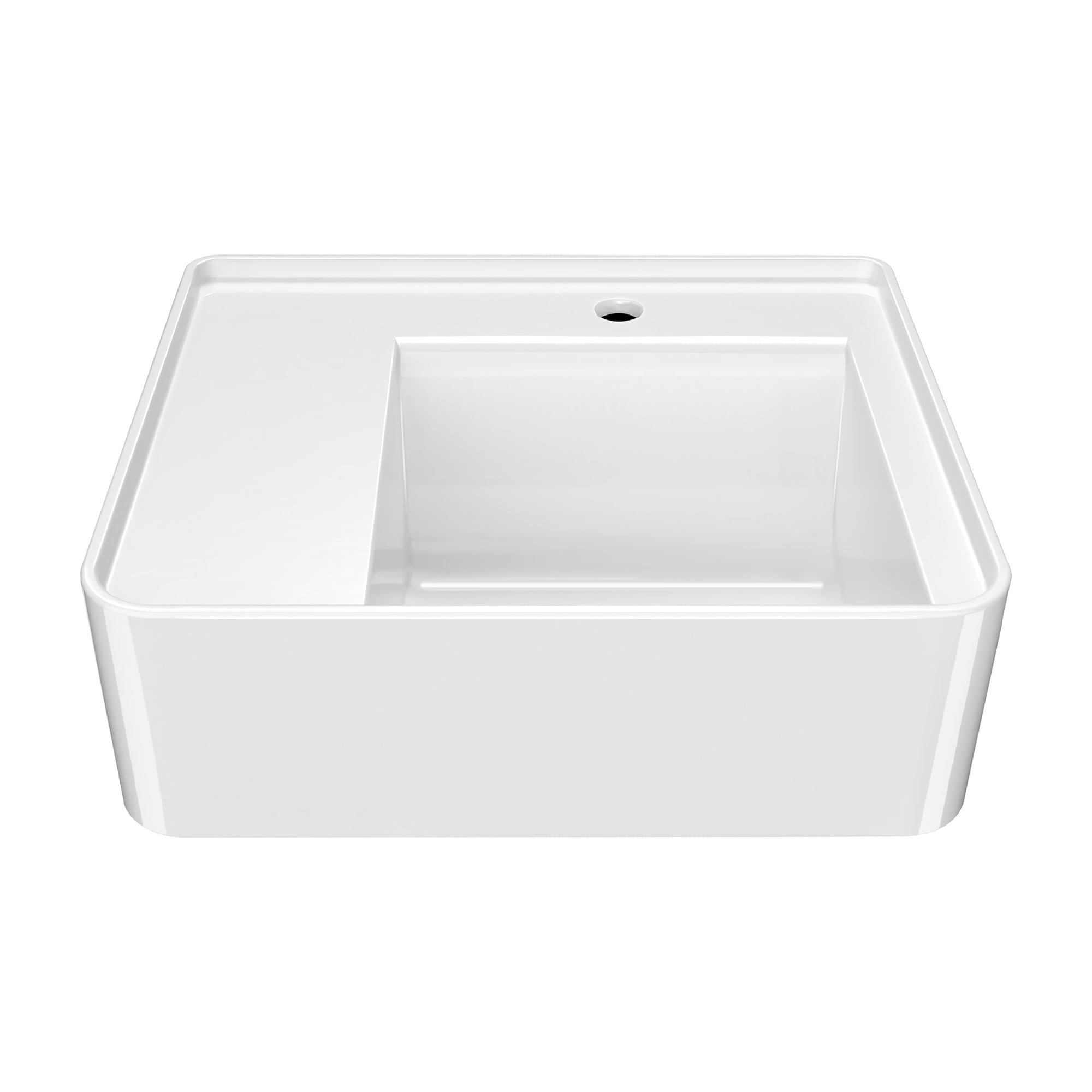 22" Rectangular Wall Mount Basin with Faucet Drilling and Rear Center Drain Location