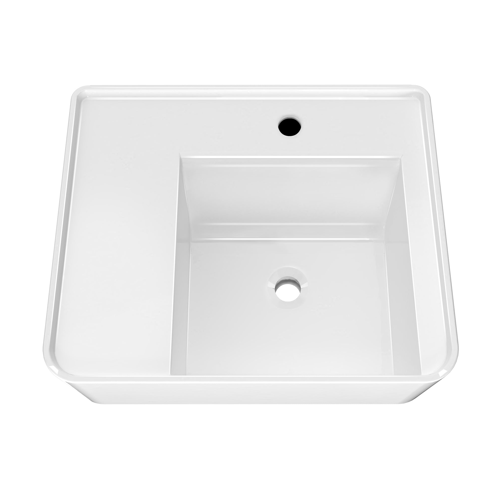 22" Rectangular Wall Mount Basin with Faucet Drilling and Rear Center Drain Location