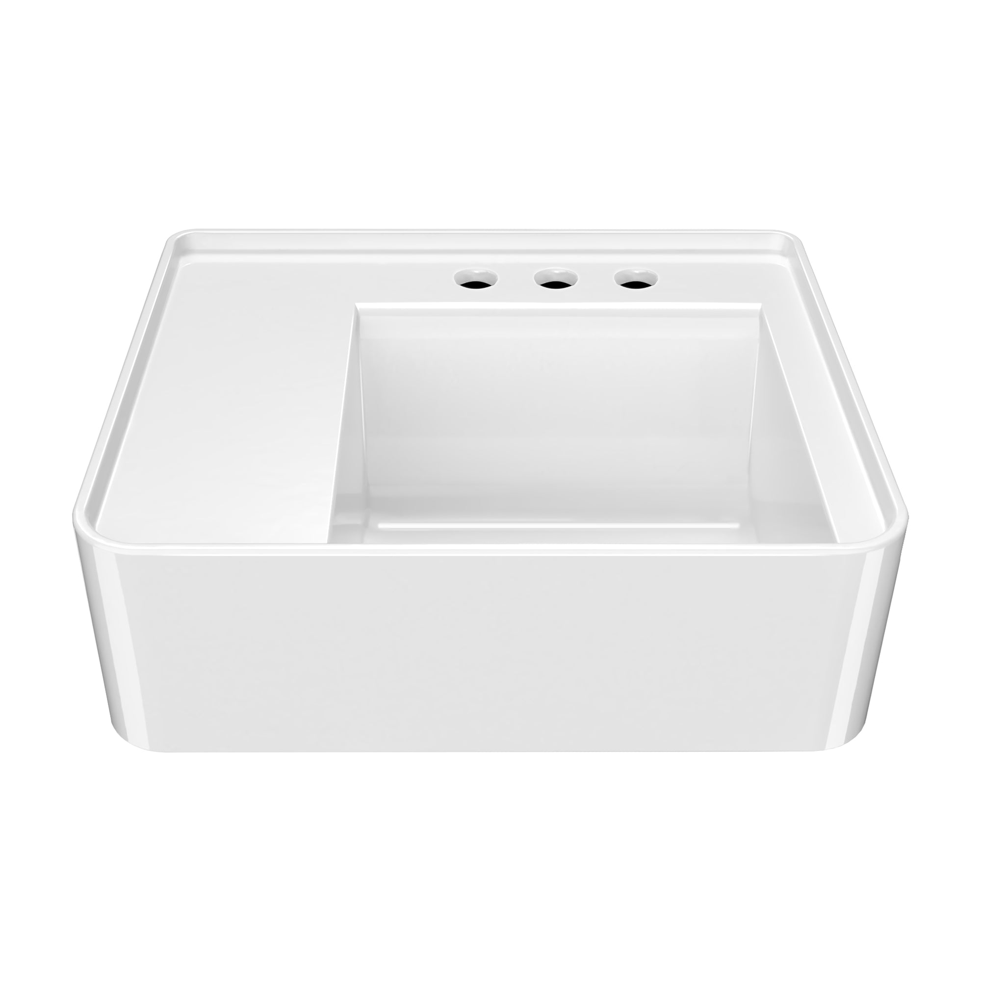 22" Rectangular Wall Mount Basin with Faucet Drilling and Rear Center Drain Location