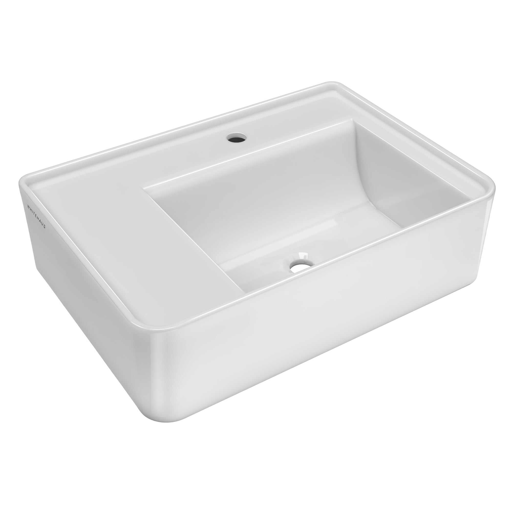 26" Rectangular Wall Mount Basin with Faucet Drilling and Rear Center Drain Location