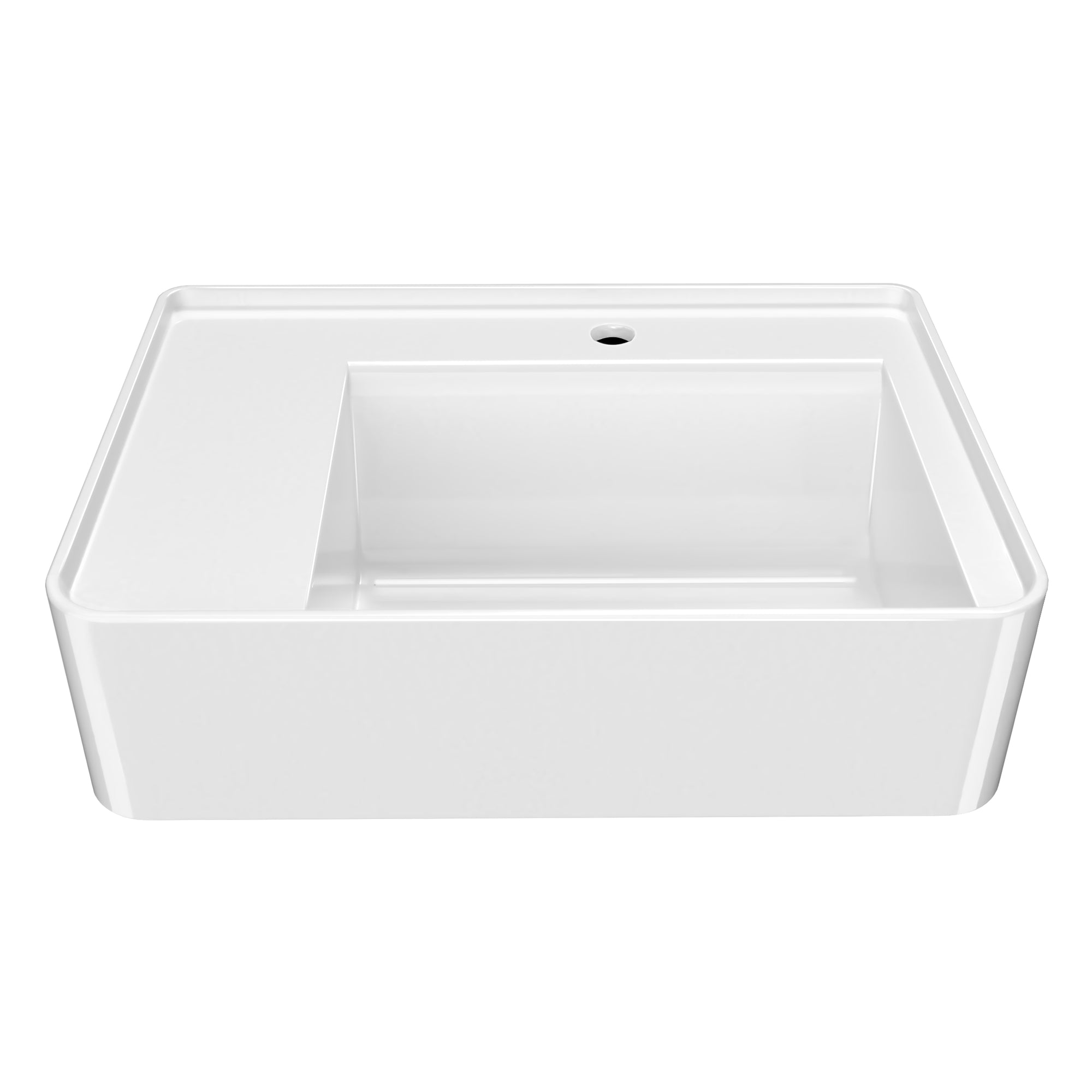 26" Rectangular Wall Mount Basin with Faucet Drilling and Rear Center Drain Location