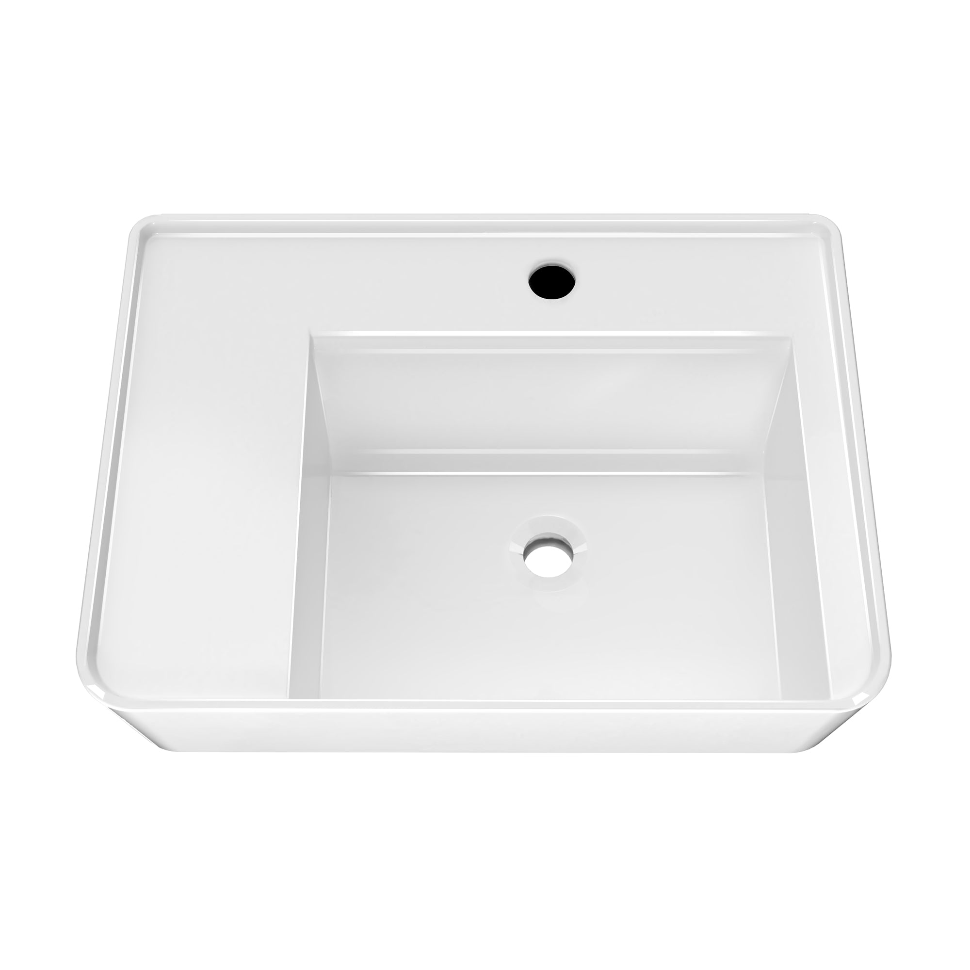 26" Rectangular Wall Mount Basin with Faucet Drilling and Rear Center Drain Location
