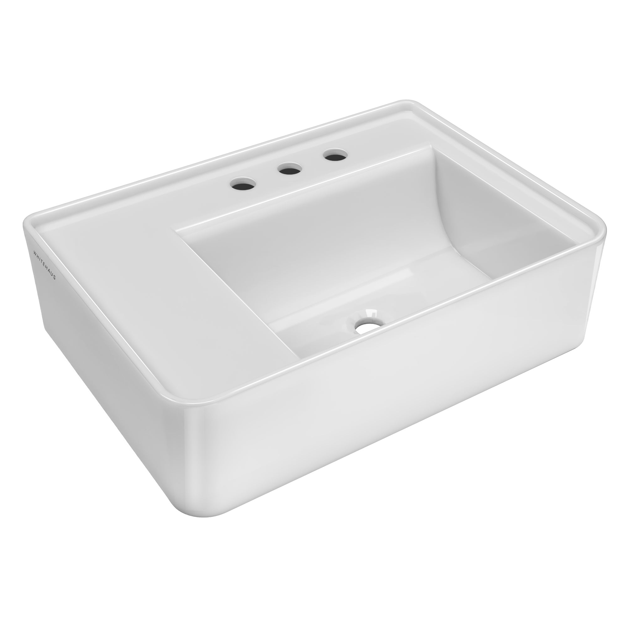 26" Rectangular Wall Mount Basin with Faucet Drilling and Rear Center Drain Location