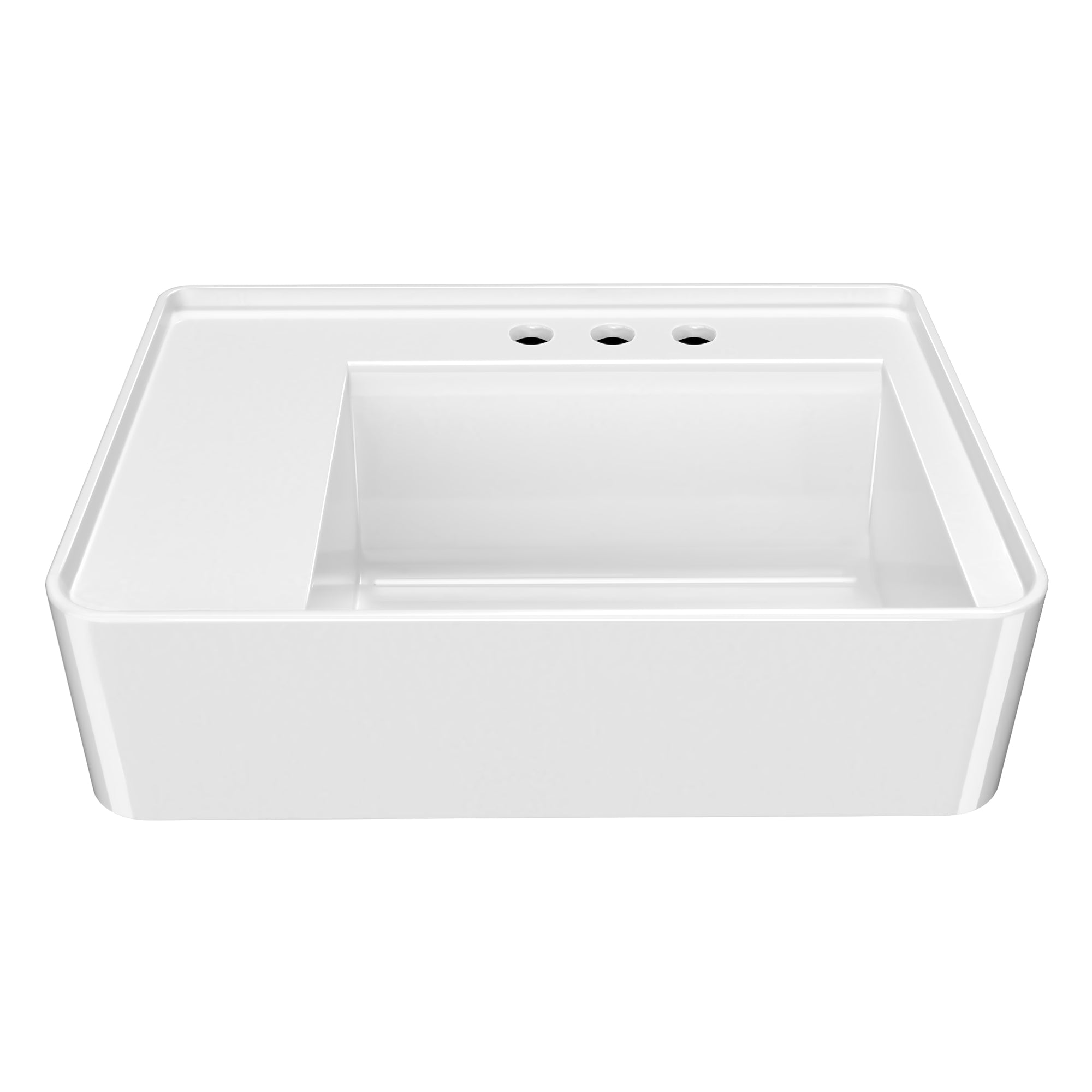 26" Rectangular Wall Mount Basin with Faucet Drilling and Rear Center Drain Location