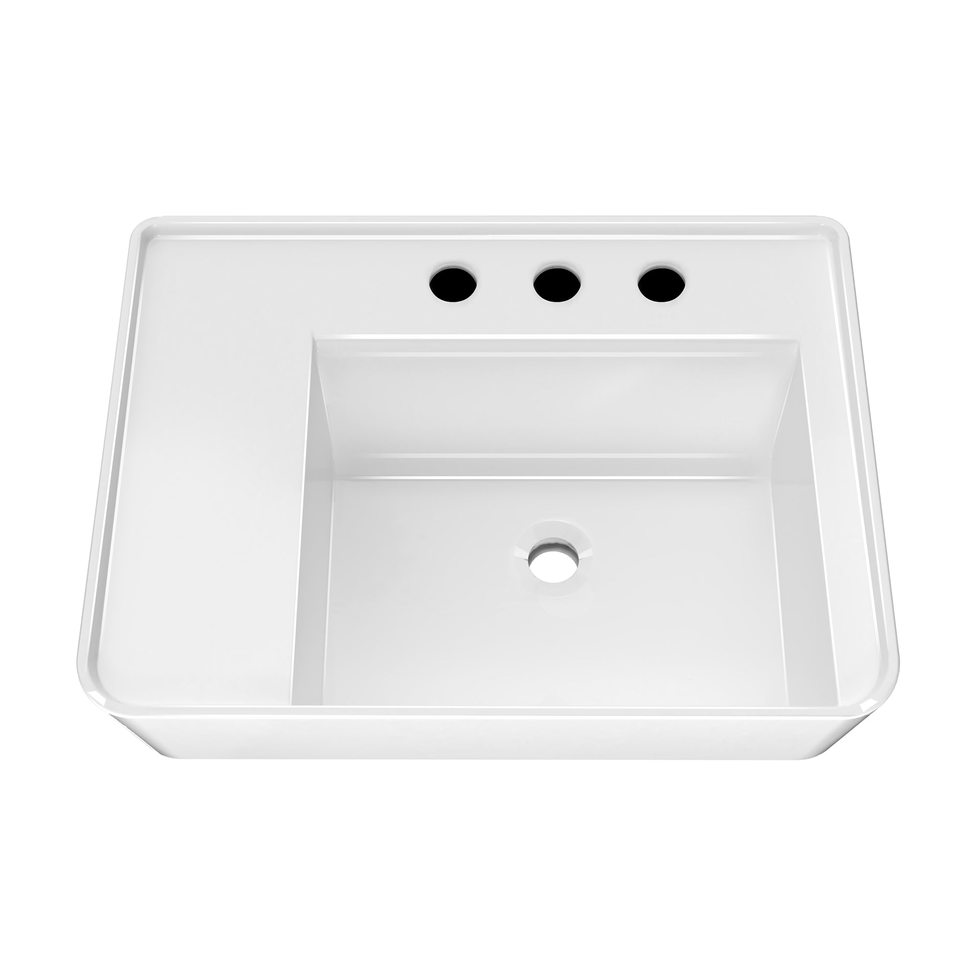 26" Rectangular Wall Mount Basin with Faucet Drilling and Rear Center Drain Location