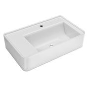 30" Rectangular Wall Mount Basin with Faucet Drilling and Rear Center Drain Location