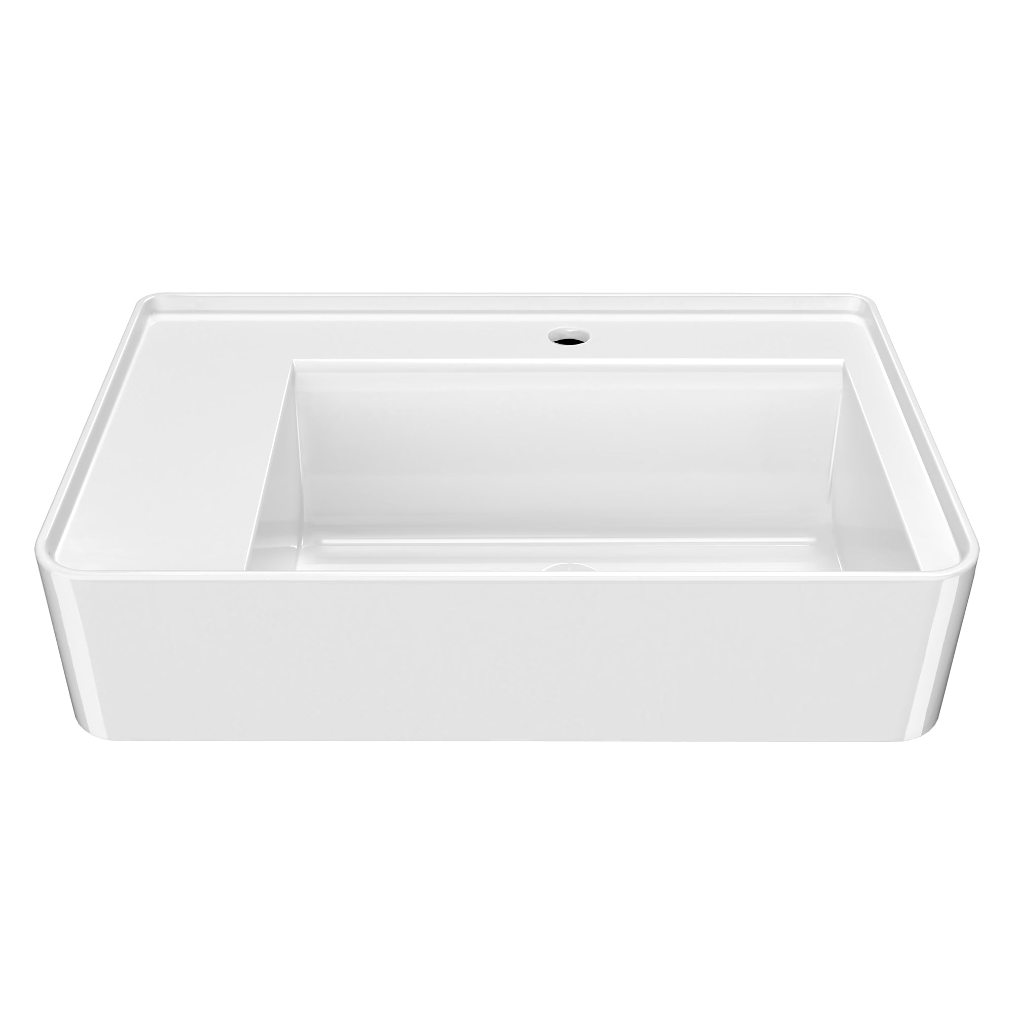 30" Rectangular Wall Mount Basin with Faucet Drilling and Rear Center Drain Location