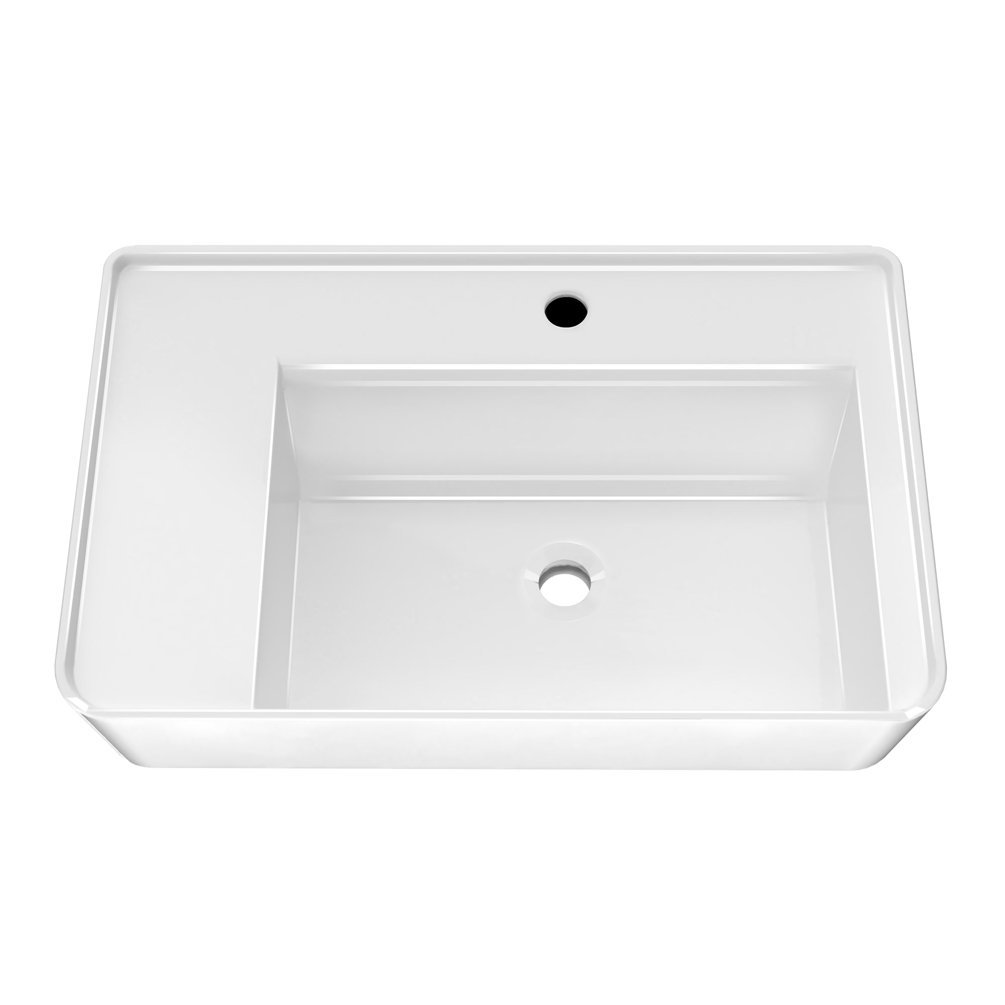 30" Rectangular Wall Mount Basin with Faucet Drilling and Rear Center Drain Location