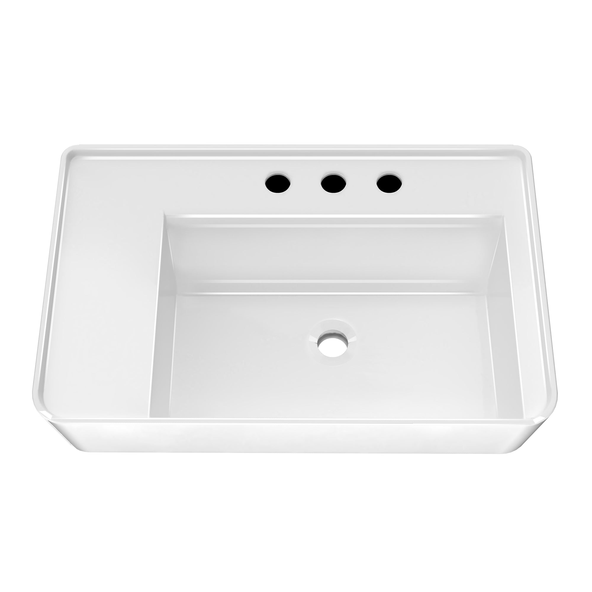 30" Rectangular Wall Mount Basin with Faucet Drilling and Rear Center Drain Location