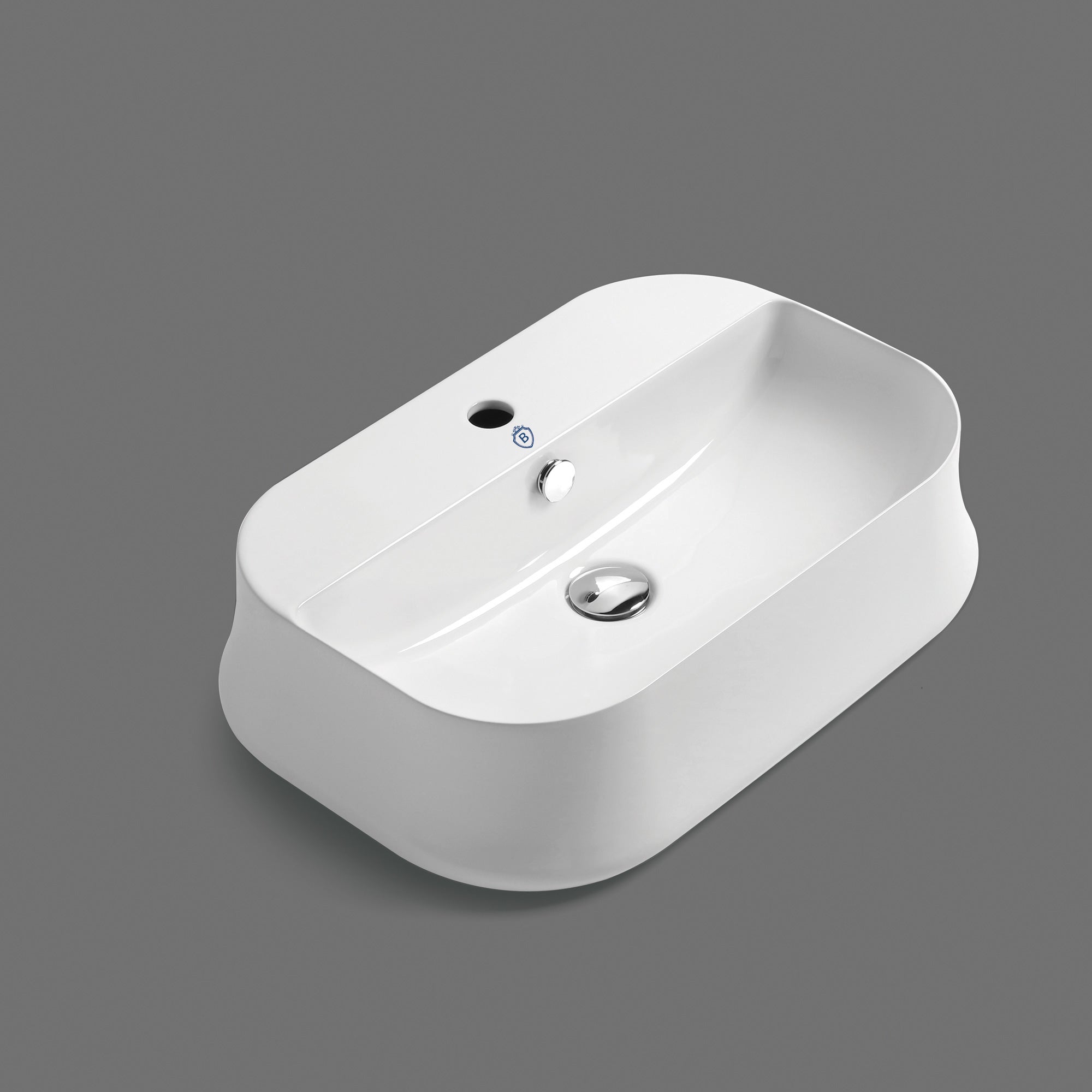 Britannia Rectangular Above Mount Basin with Single Faucet Hole Drill