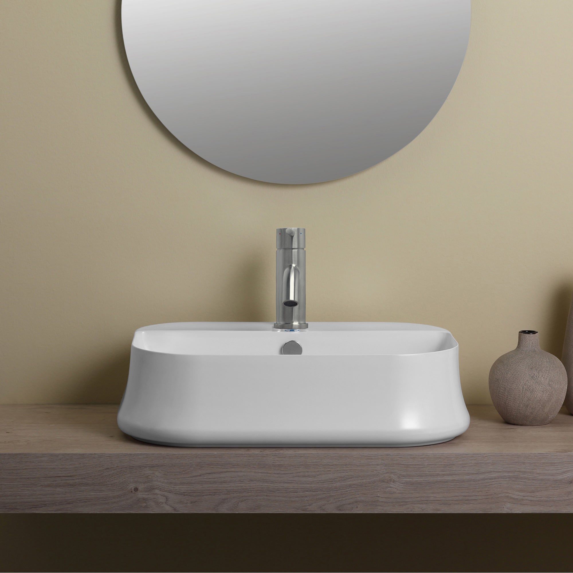 Britannia Rectangular Above Mount Basin with Single Faucet Hole Drill