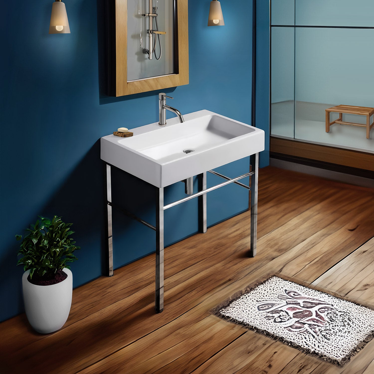 Britannia Large Rectangular Sink Console with Front towel Bar