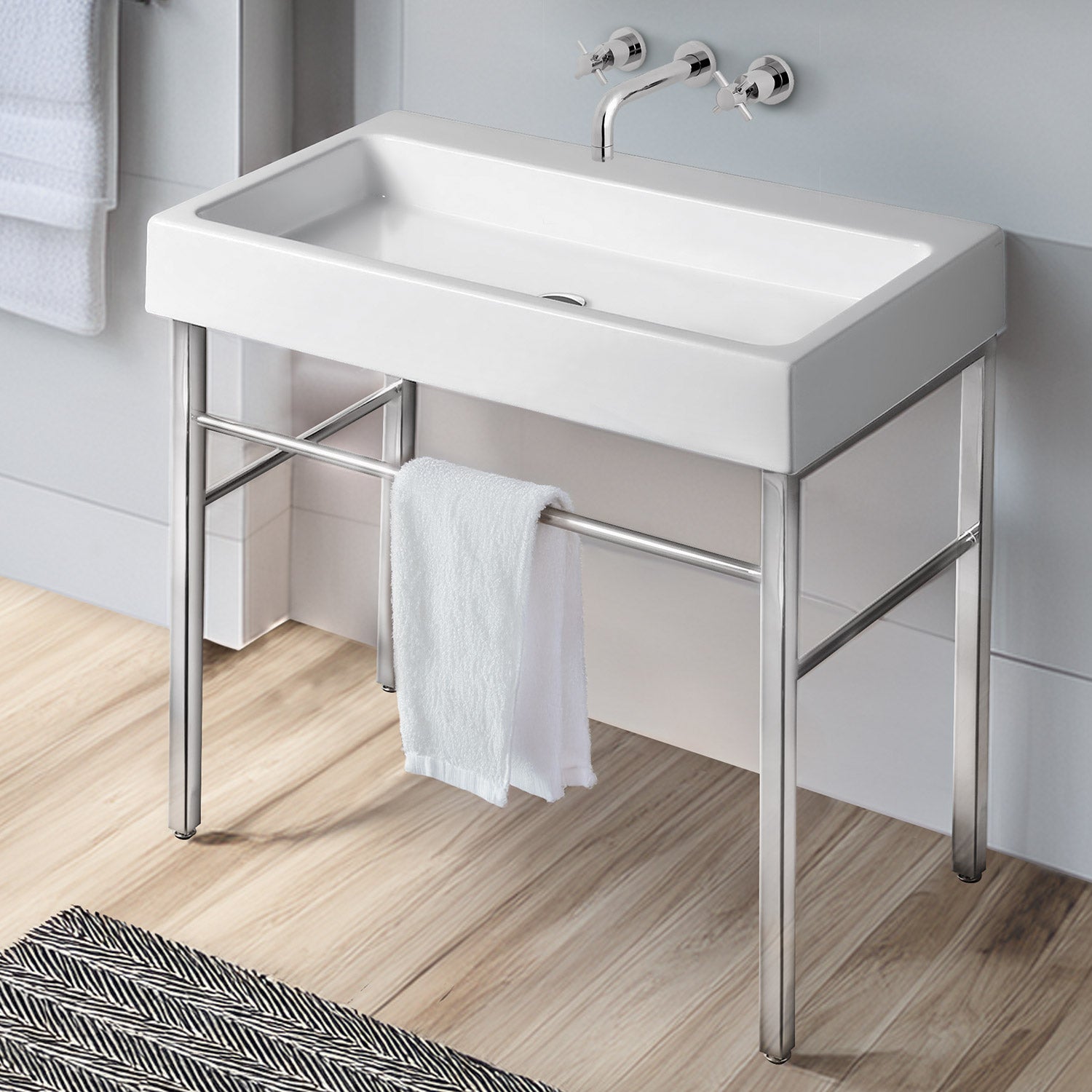 Britannia Large Rectangular Sink Console with Front towel Bar