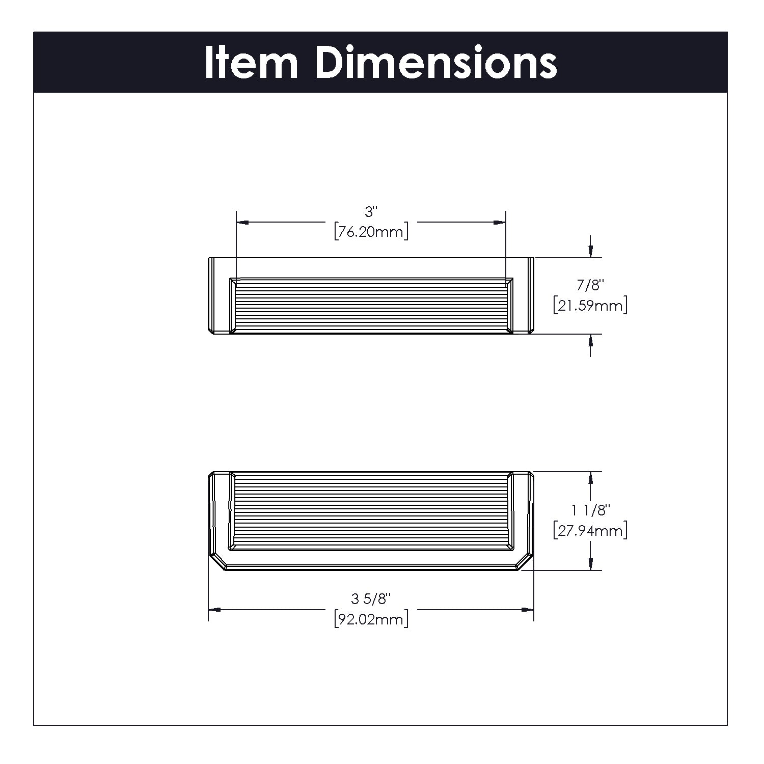 Belwith 3 Inch Center to Center Bijou Linea Pull (B056060)