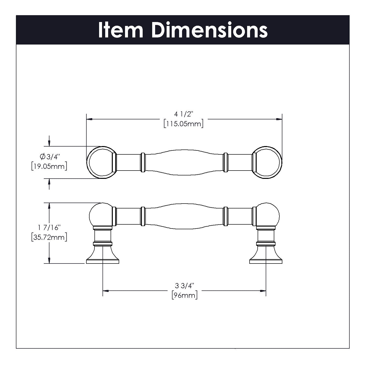 Belwith 3-3/4 Inch (96mm) Center to Center Fuller Pull (B076290)