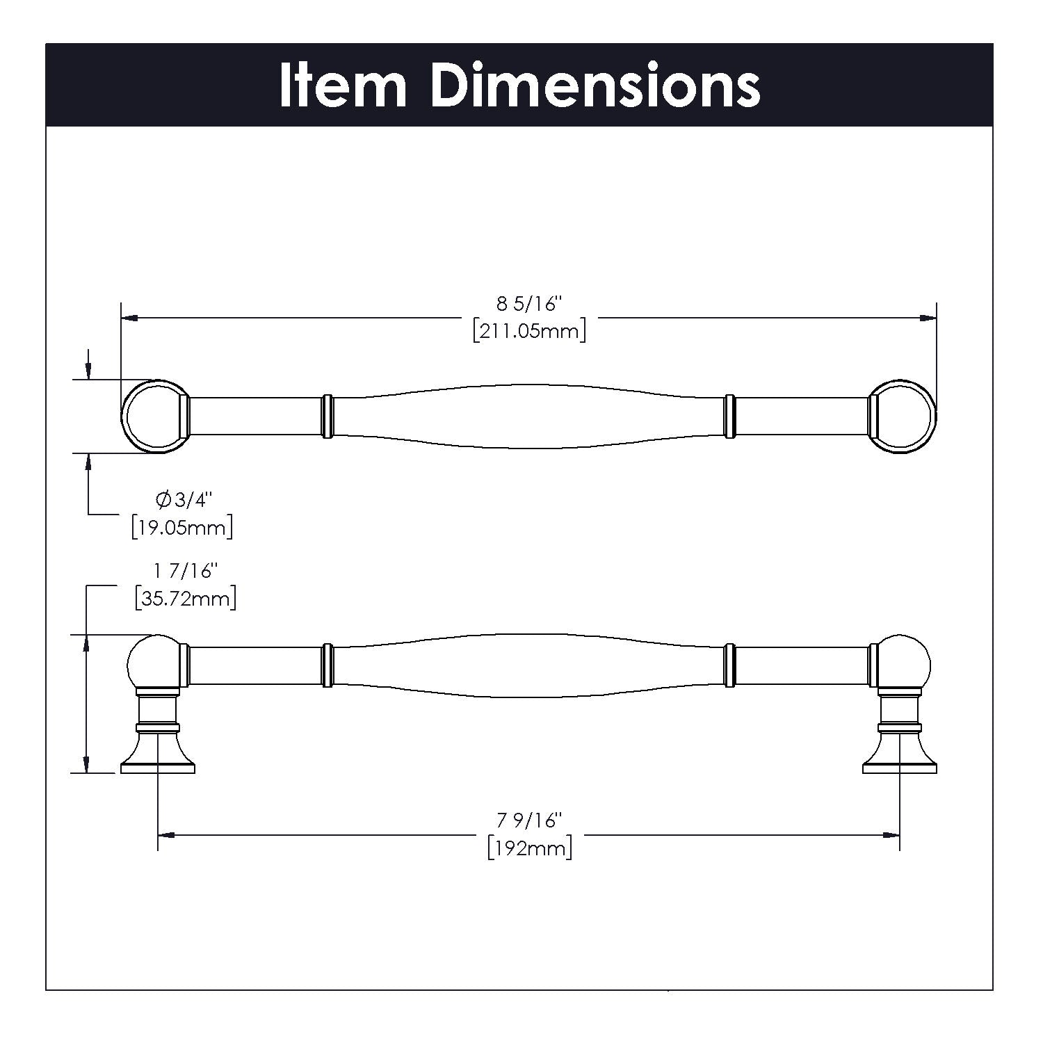 Belwith 7-9/16 Inch (192mm) Center to Center Fuller Pull (B076292)